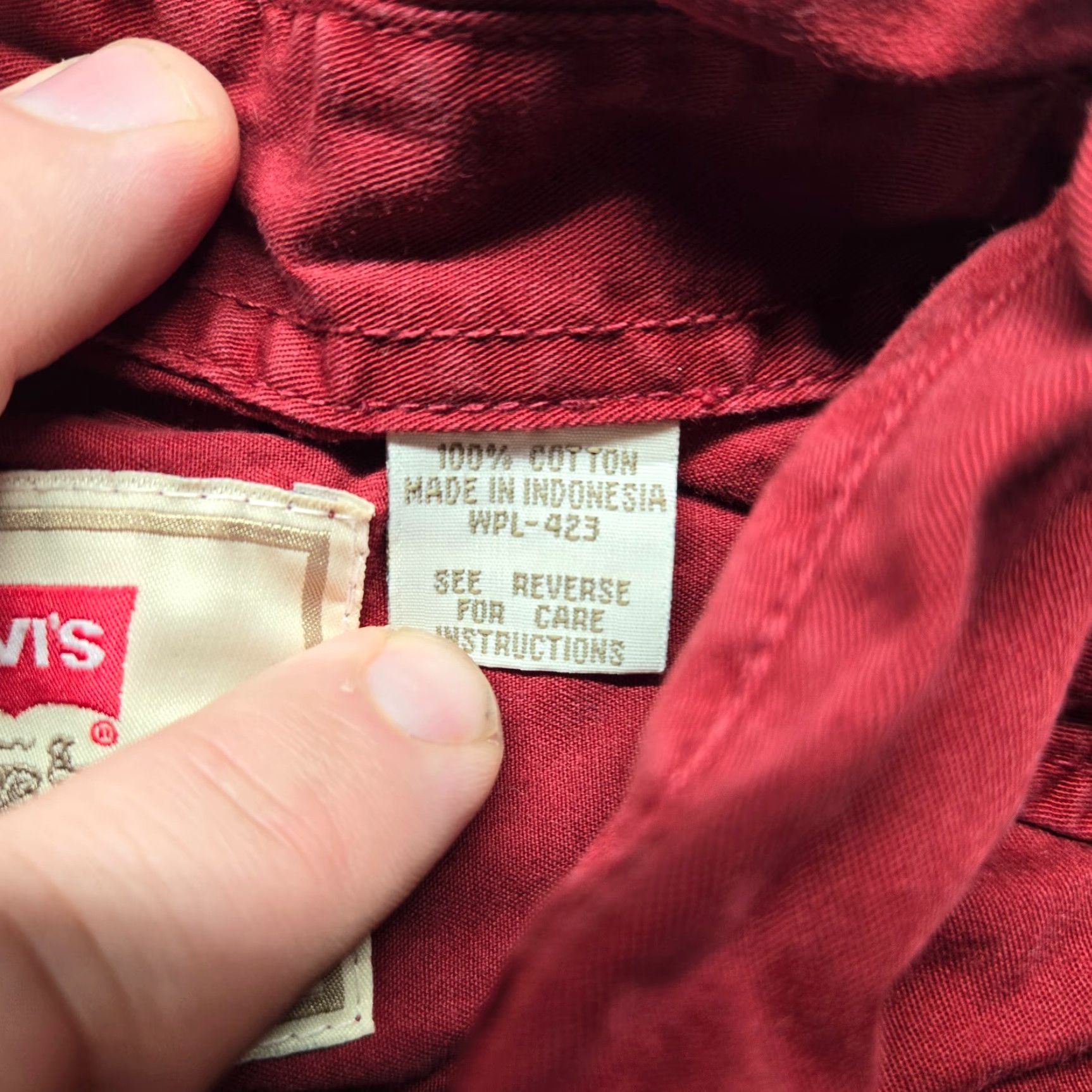 Levi's VINTAGE Levi's Shirt Denim Button-Up XL Mens Red Button-Down Collared Trucker 80s/90s Metal Size US XL / EU 56 / 4 - 5 Thumbnail