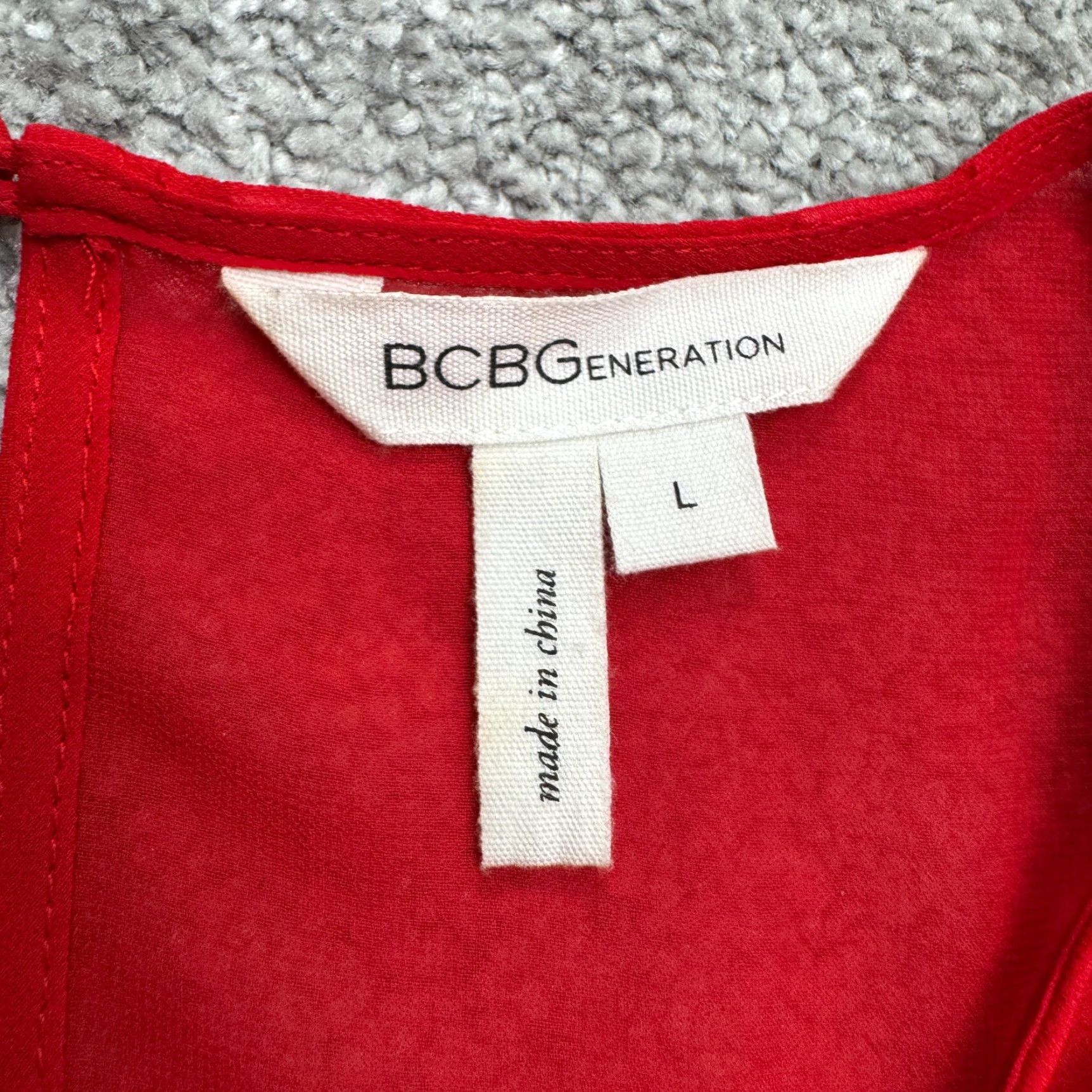 BCBGeneration BCBGeneration Dress Womens L Mini Red Long Sleeve Chiffon Ruffle Tiered Solid NWOT Size L / US 10 / IT 46 - 6 Thumbnail