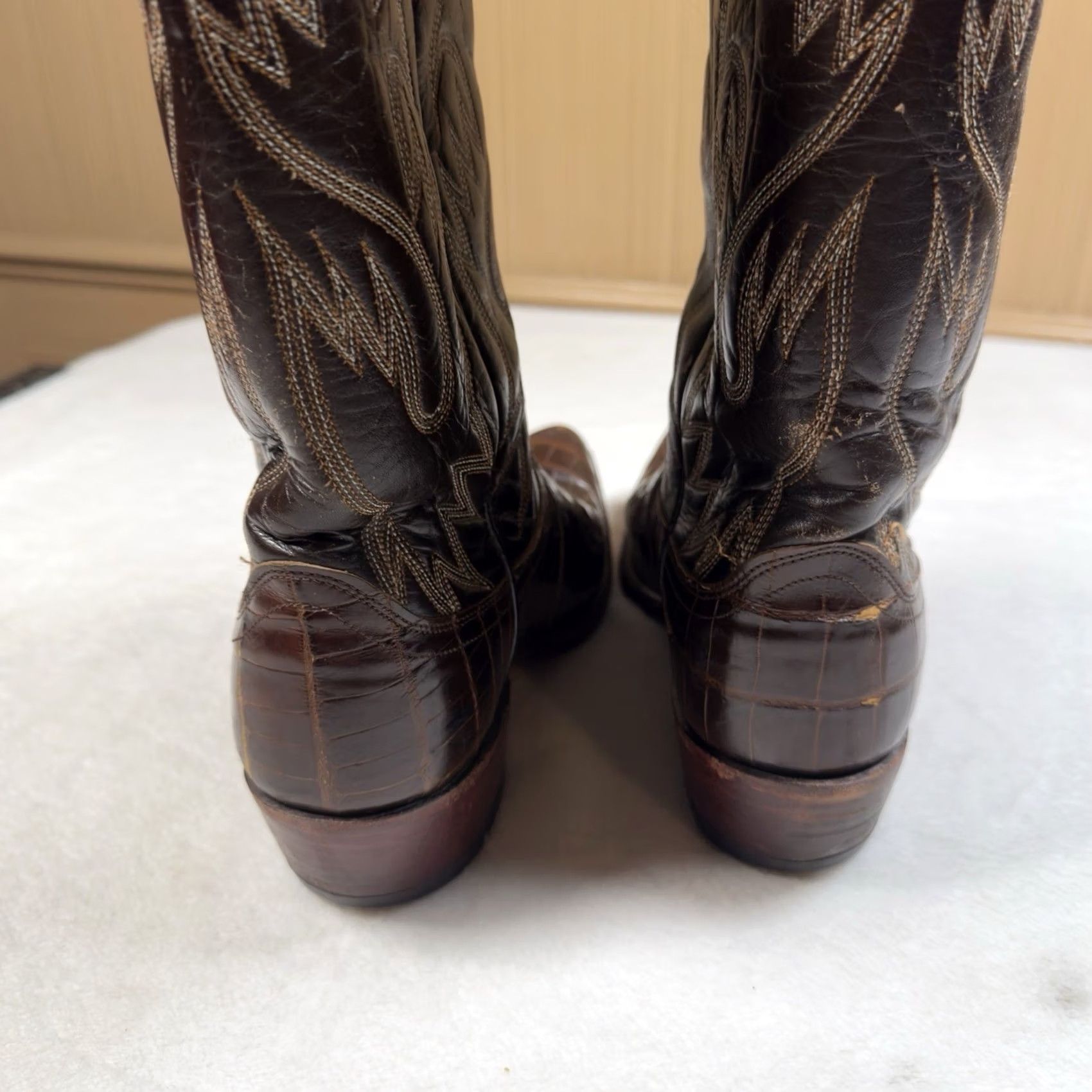 Dan Post Vtg 1989 Dan Post 6864 Genuine Caiman Alligator Cowboy Boots Mens 9.5 D USA Size US 10 / EU 43 - 3 Thumbnail