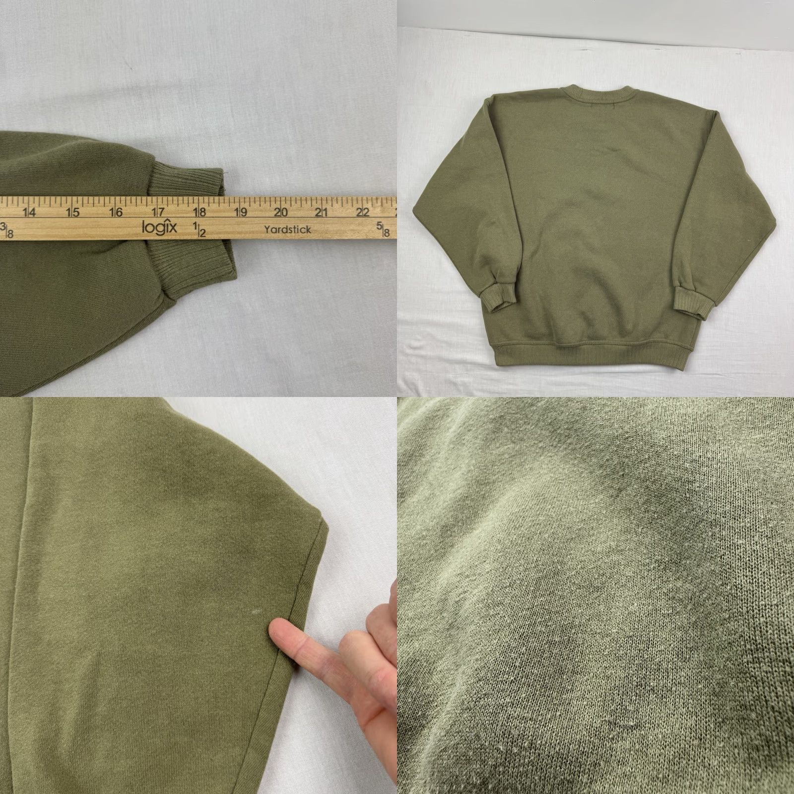 Olive VINTAGE Russell Athletic Sweatshirt Adult L Olive Green 80s 90s USA Mens Sweatshirt Pullover Crew Neck Long Sleeve Solid Polyester Cotton Size US L / EU 52-54 / 3 - 9 Thumbnail
