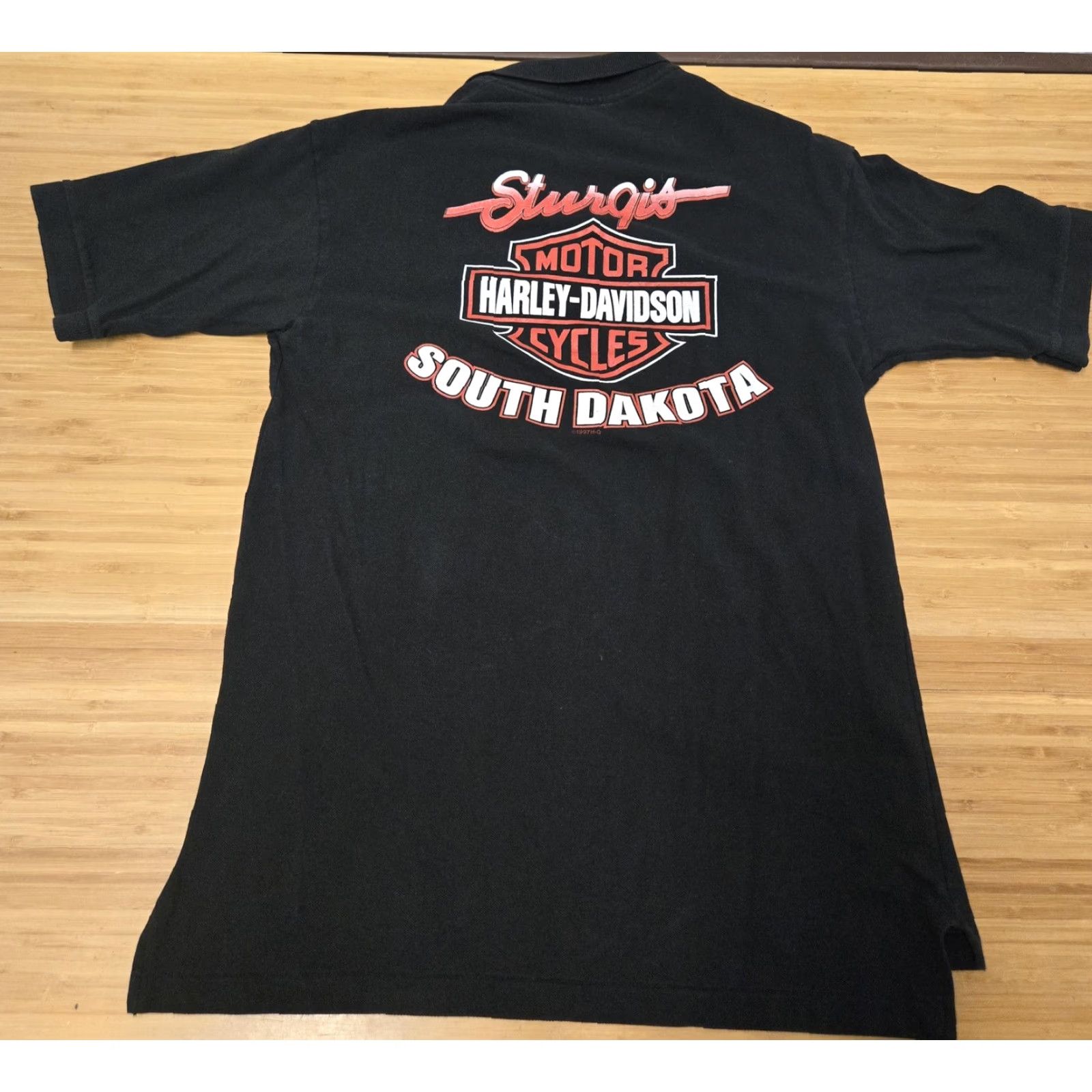 Harley Davidson VINTAGE Harley-Davidson Shirt Mens L Black Polo 90s Sturgis South Dakota Rider Mens Size US L / EU 52-54 / 3 - 4 Thumbnail