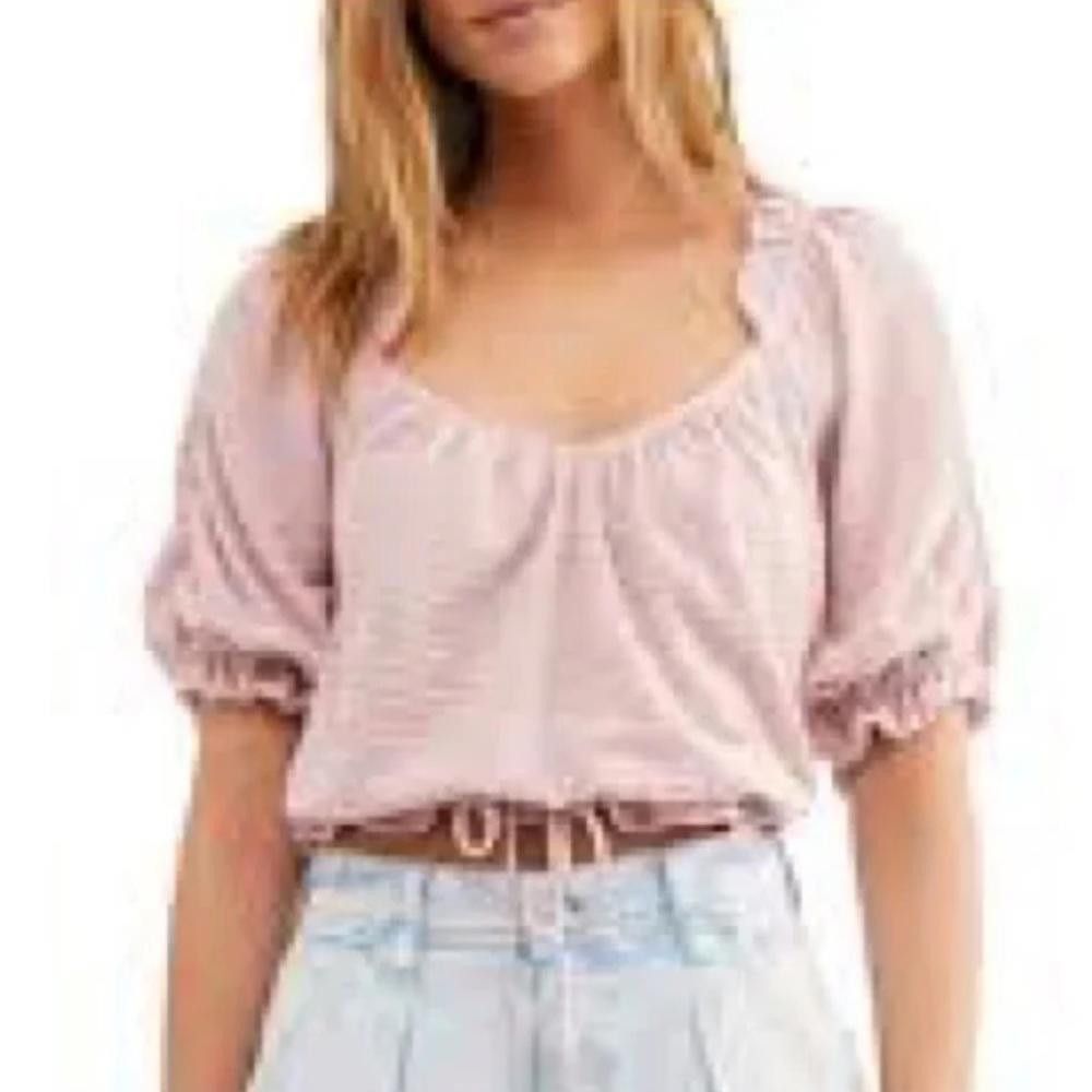Free People Free People l Pink Striped Dorothy Ruched Puff Sleeve Small Size S / US 4 / IT 40 - 1 Thumbnail