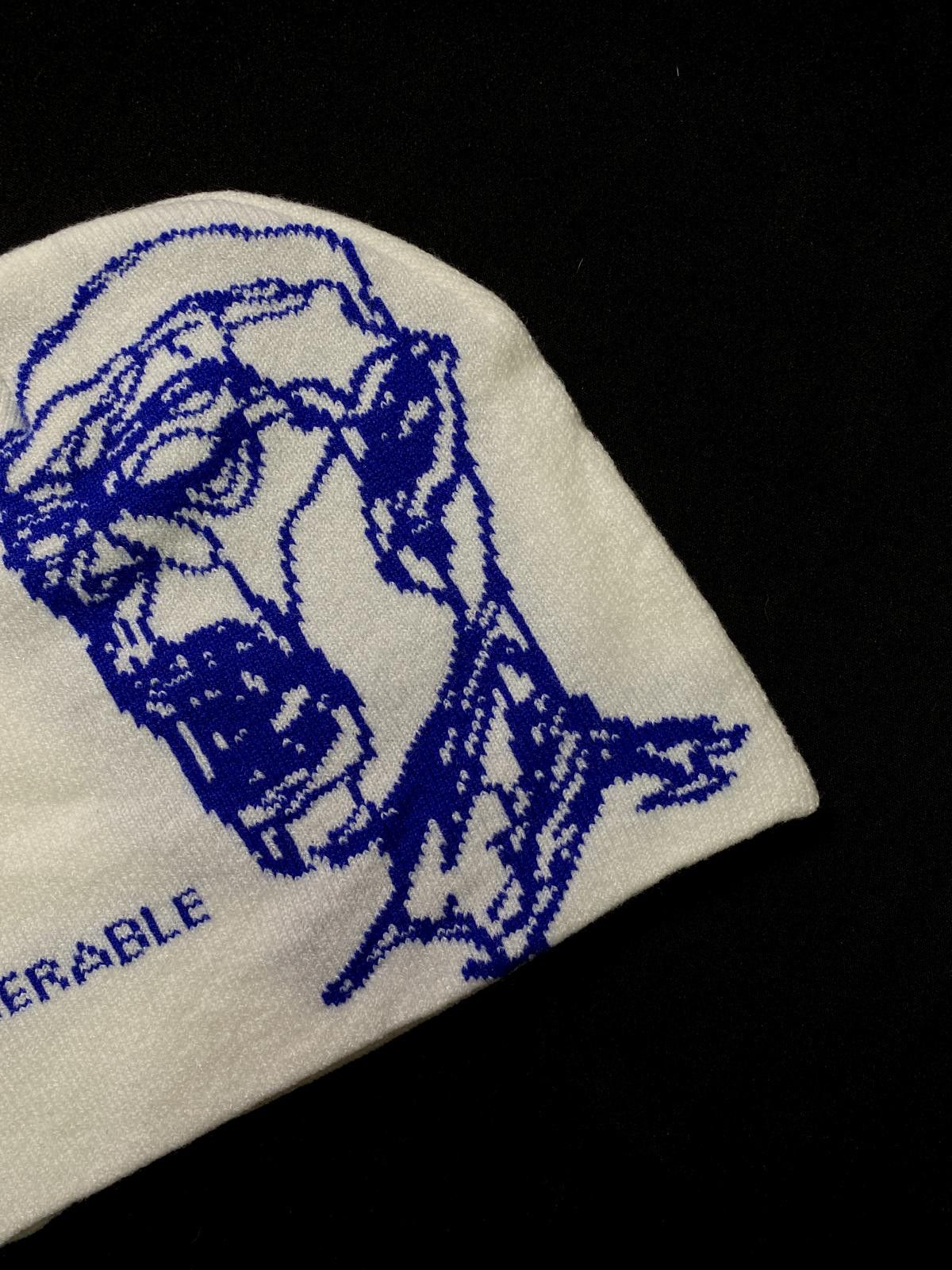 Japanese Brand deMISERABLE Ballpoint Graphic No Cuff Knit Beanie Hat White Size ONE SIZE - 2 Thumbnail