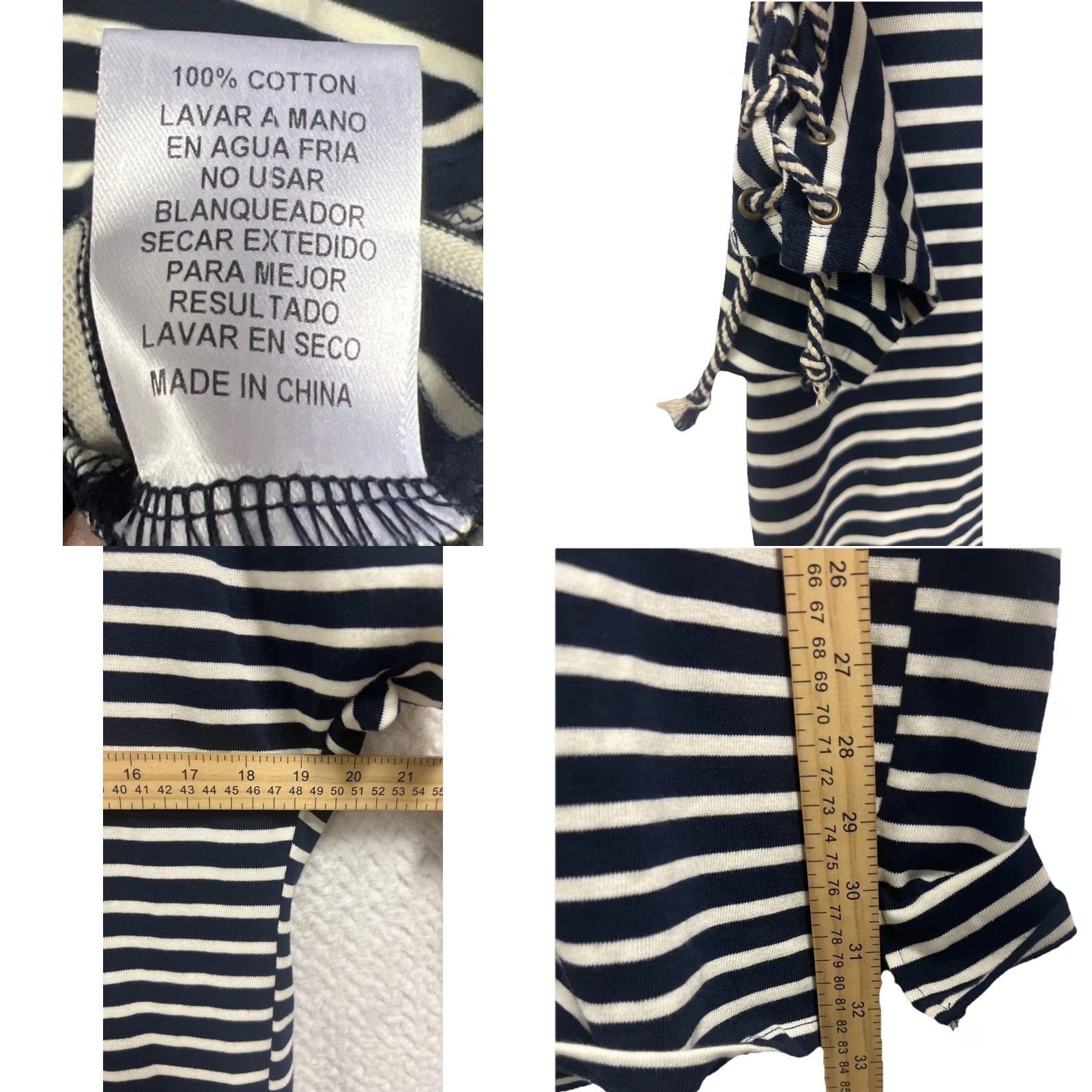 Nautica Nautical Striped Dress Navy White Rope Sleeve Short Sleeve Women’s Small Size 28" / US 6 / IT 42 - 8 Thumbnail