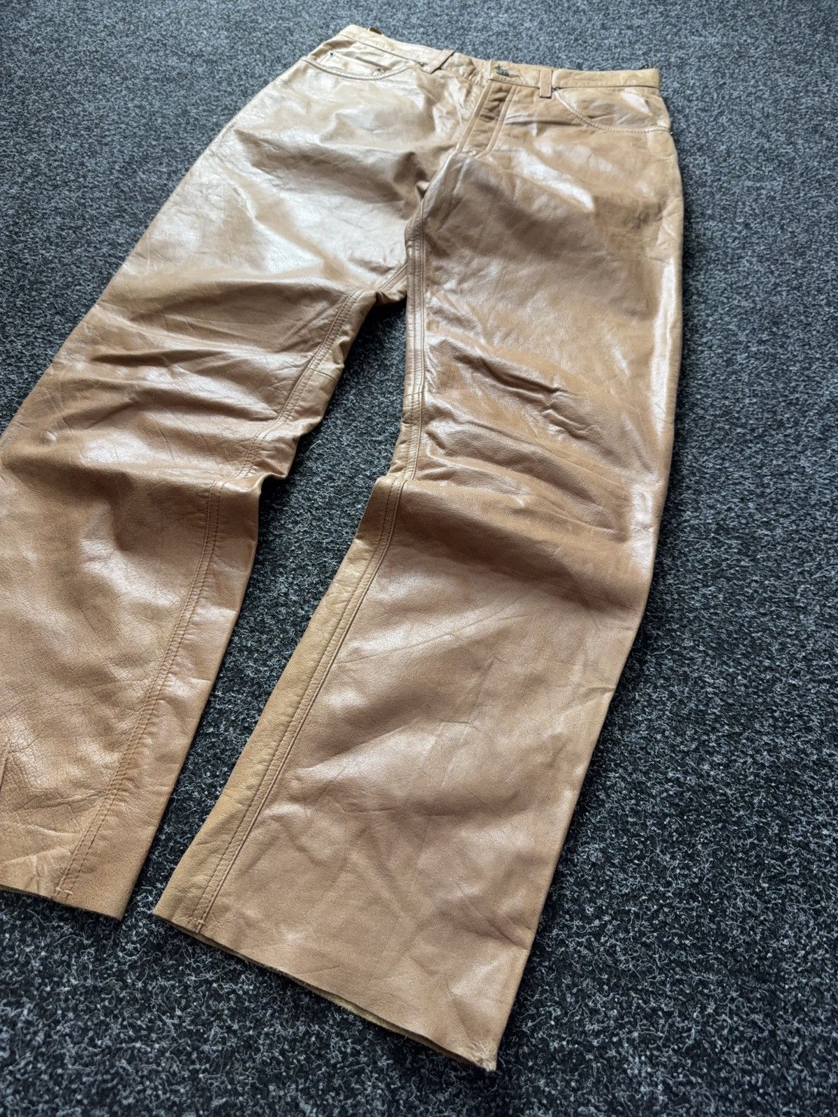 Genuine Leather 00s Leather Biker MOTO Rock Punk Cowboy Chrome Style Pants Size US 31 - 3 Thumbnail