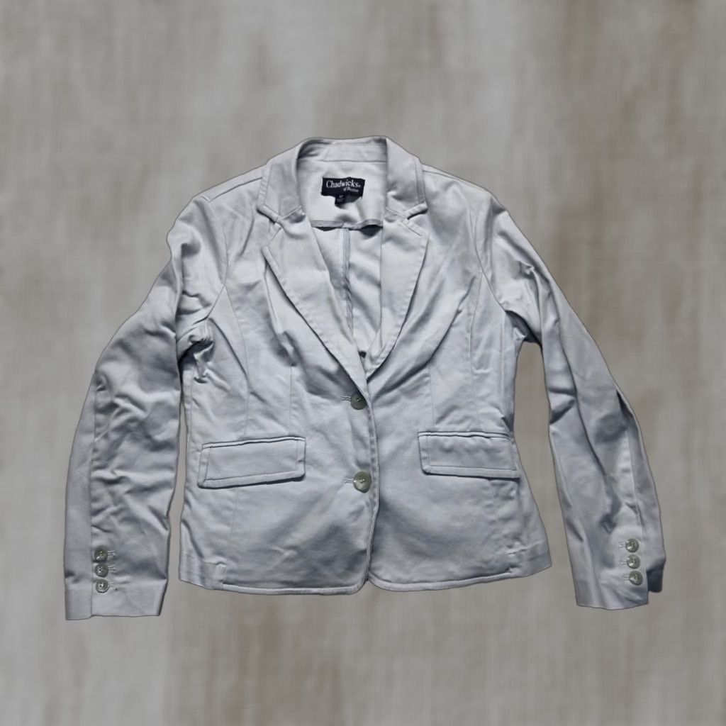 Vintage VINTAGE Chadwick’s Leather Blazer Short Jacket Coat Women 6P Petite Gray 90s Fashion Mens Womens? Size M / US 6-8 / IT 42-44 - 1 Thumbnail