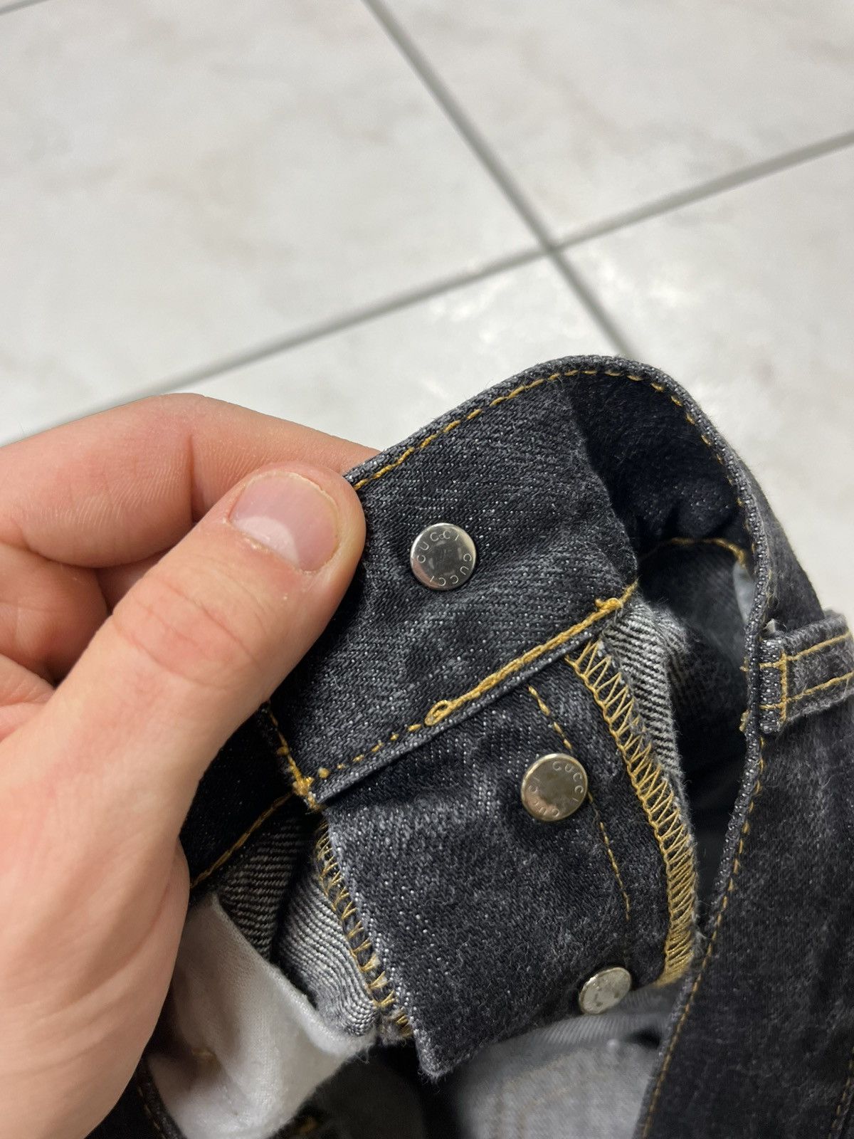 Gucci × Vintage Vintage Gucci regular dark goth raw denim jeans Size US 36 / EU 52 - 22 Thumbnail