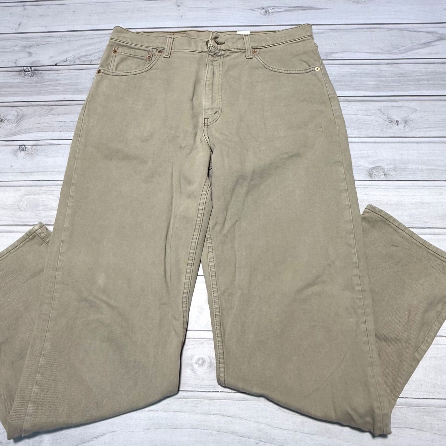 Levi's Levi's 555 Relaxed Fit Straight Leg Jeans Mens 36x34 Khaki Tan Vintage USA Made Size US 36 / EU 52 - 4 Thumbnail