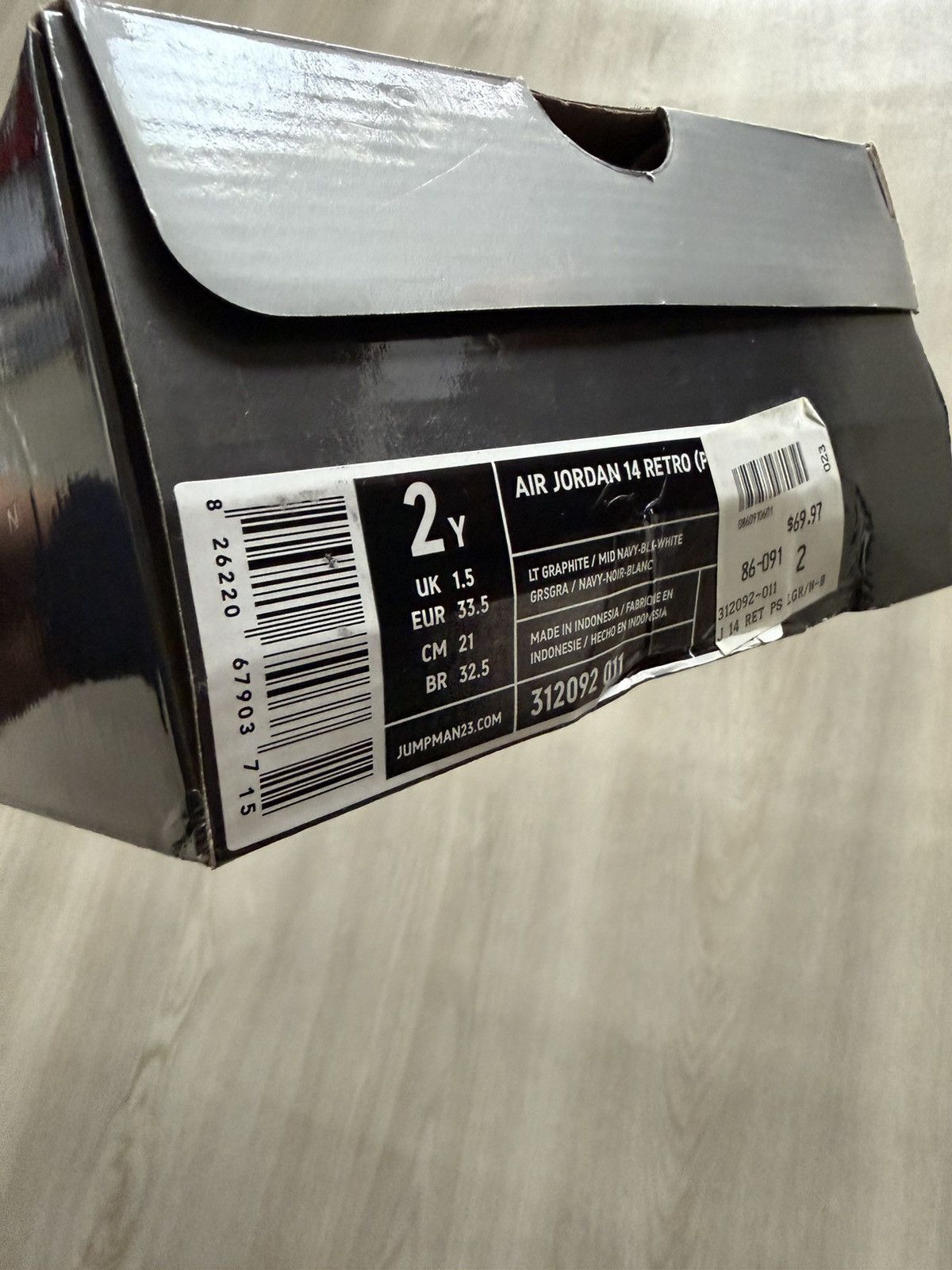 Jordan Brand 2011 Nike Air Jordan 14 Retro Midnight 312091-011 sz 2y Size US 4.5 / IT 34.5 - 2 Thumbnail