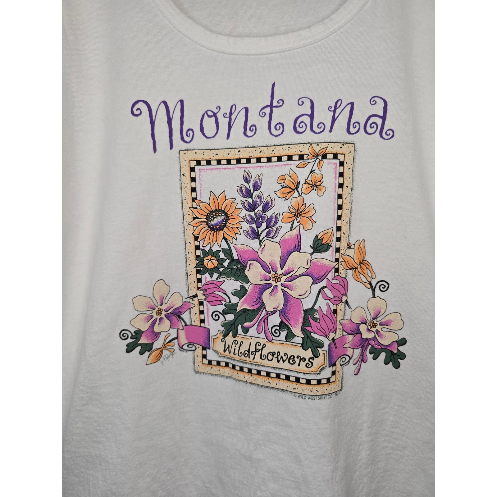 Vintage Vintage Montana Shirt Womens L Floral Wildflower White Tee Size L / US 10 / IT 46 - 2 Thumbnail