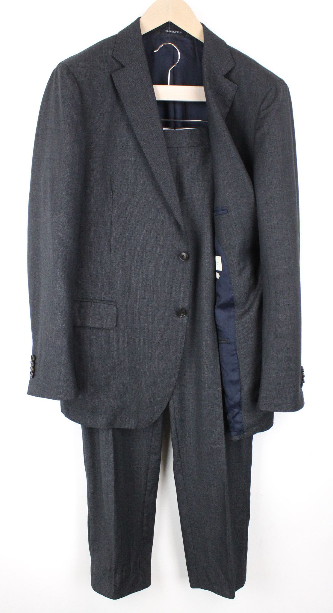 image of Suitsupply Sienna Uk46R Single-Breasted Lined Grey Wool Suit 70970, Men's