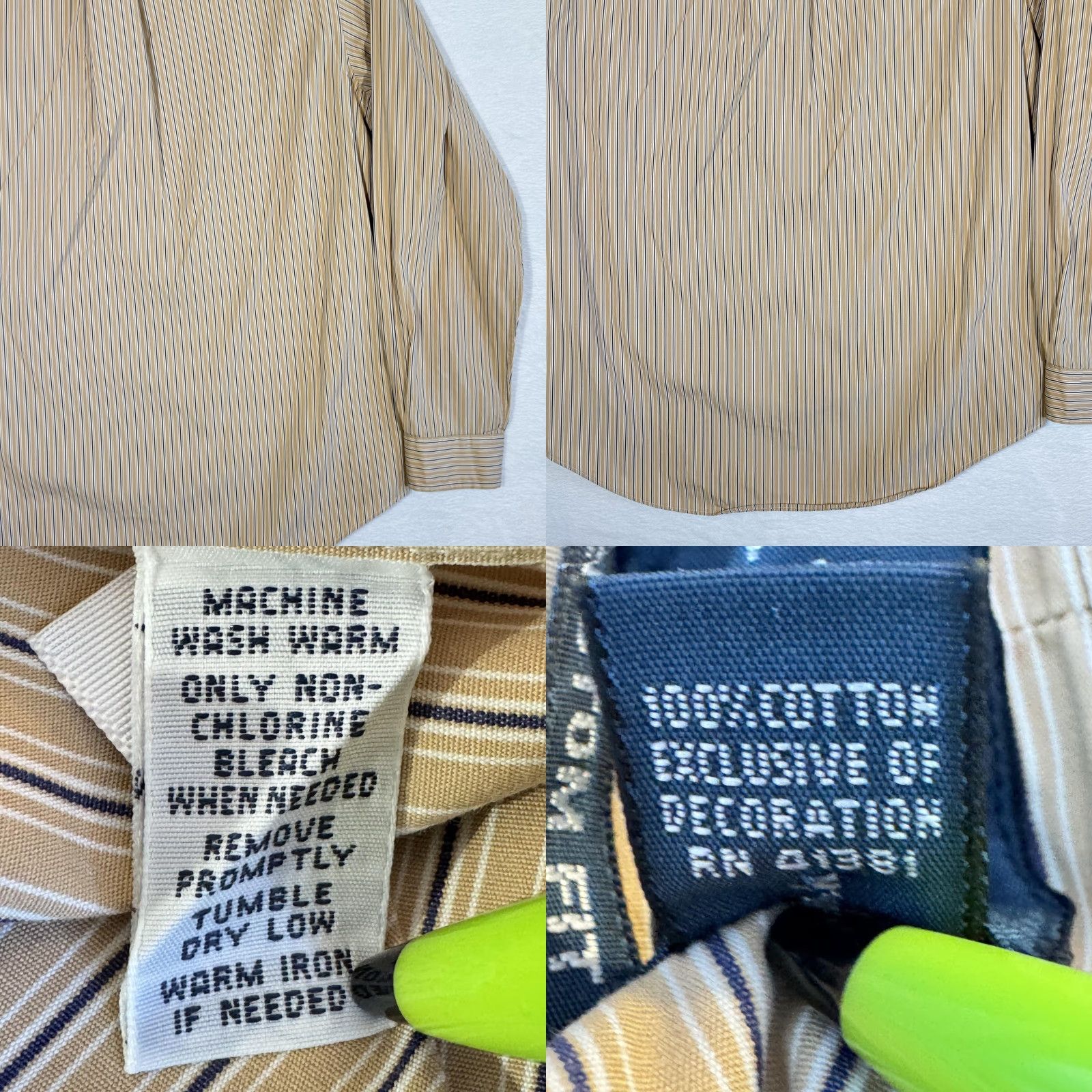 Ralph Lauren Ralph Lauren Shirt Mens Large Tan Striped Button-Down Long Sleeve Custom Fit Size US L / EU 52-54 / 3 - 9 Thumbnail