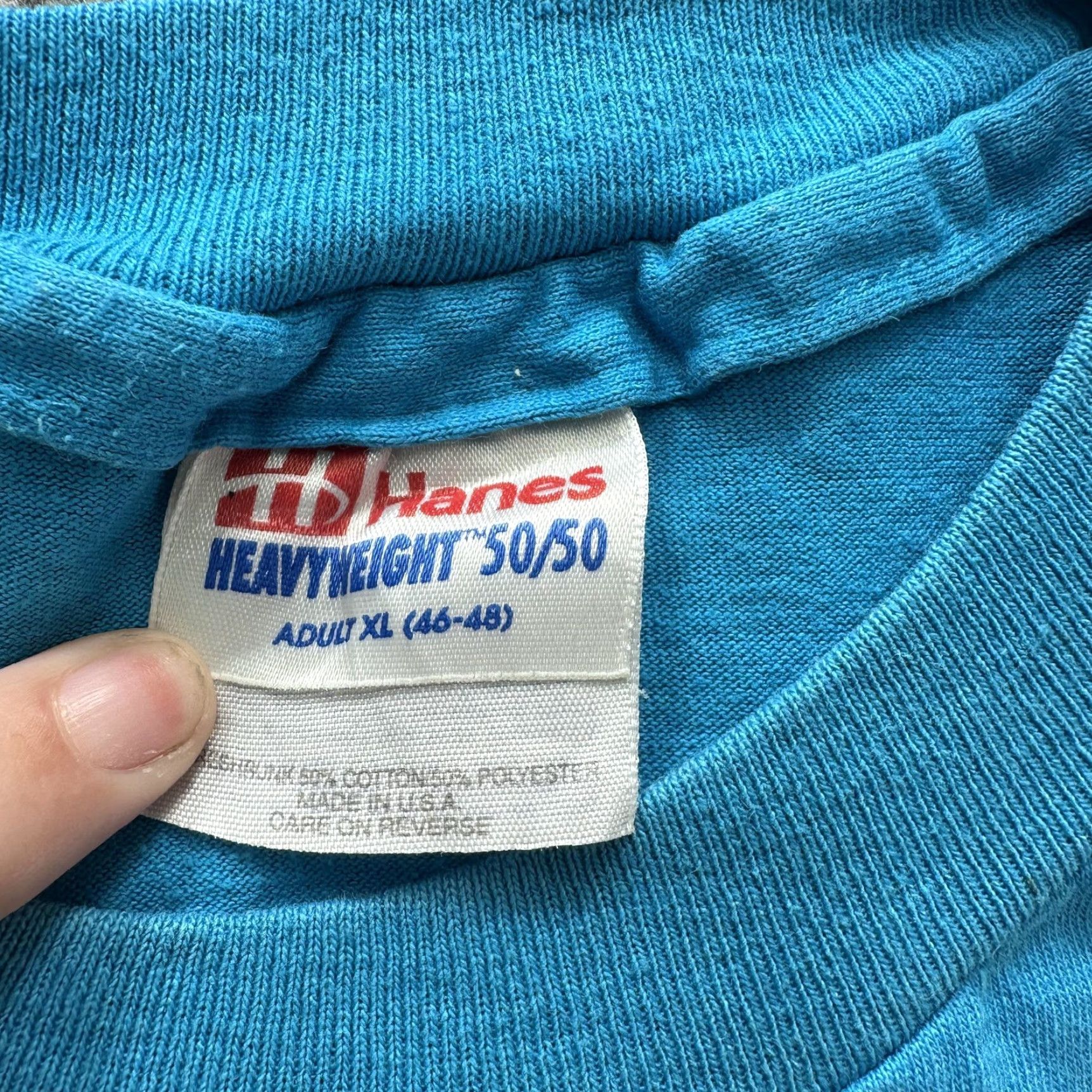 Hanes VINTAGE Hanes Shirt Mens XL Blue Heavyweight 50/50 Number 9 Graphic Made USA 90s Size US XL / EU 56 / 4 - 4 Thumbnail