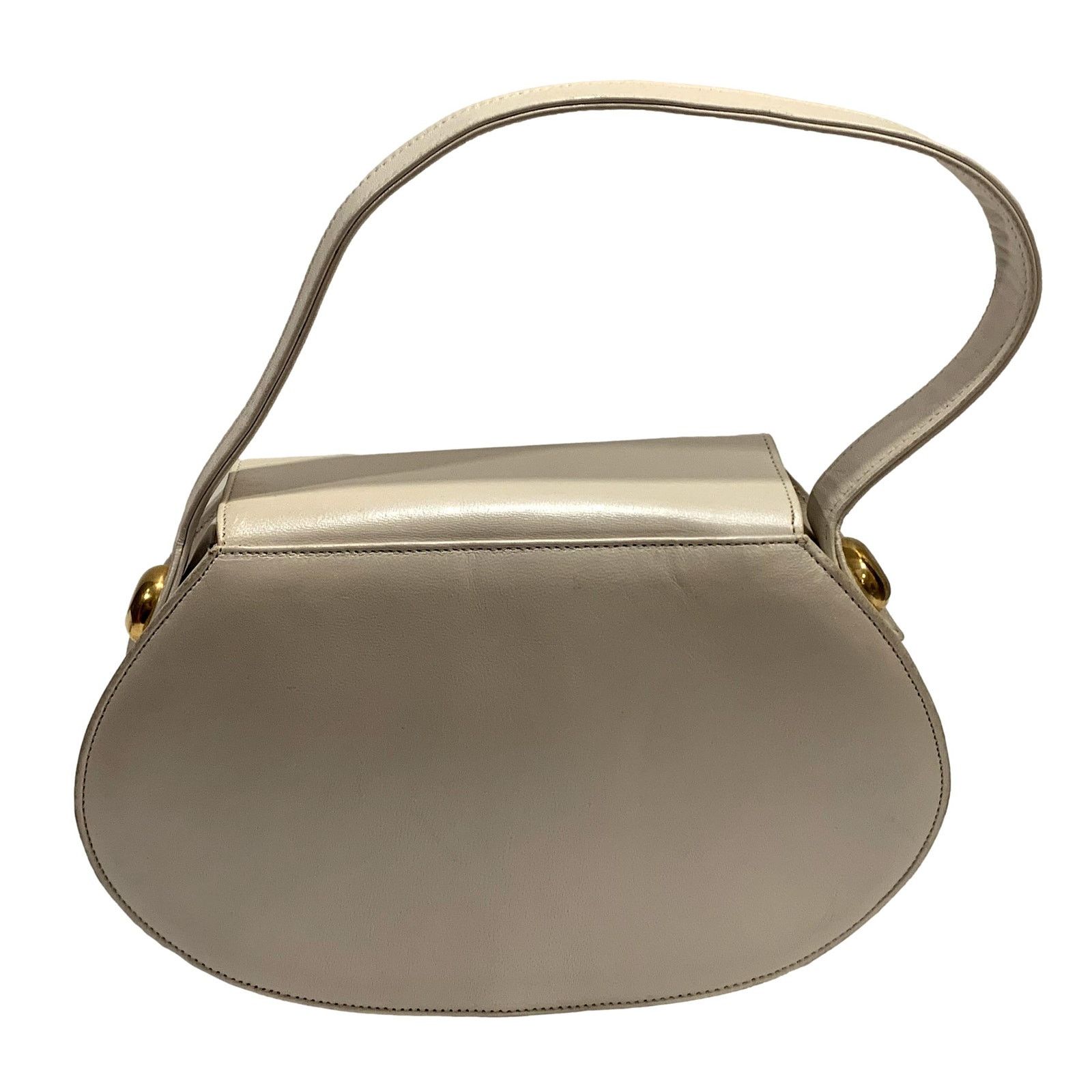 Genuine Leather × Vintage Vintage 80s Pearl White Structured Top Handle Leather Bag Size ONE SIZE - 3 Thumbnail