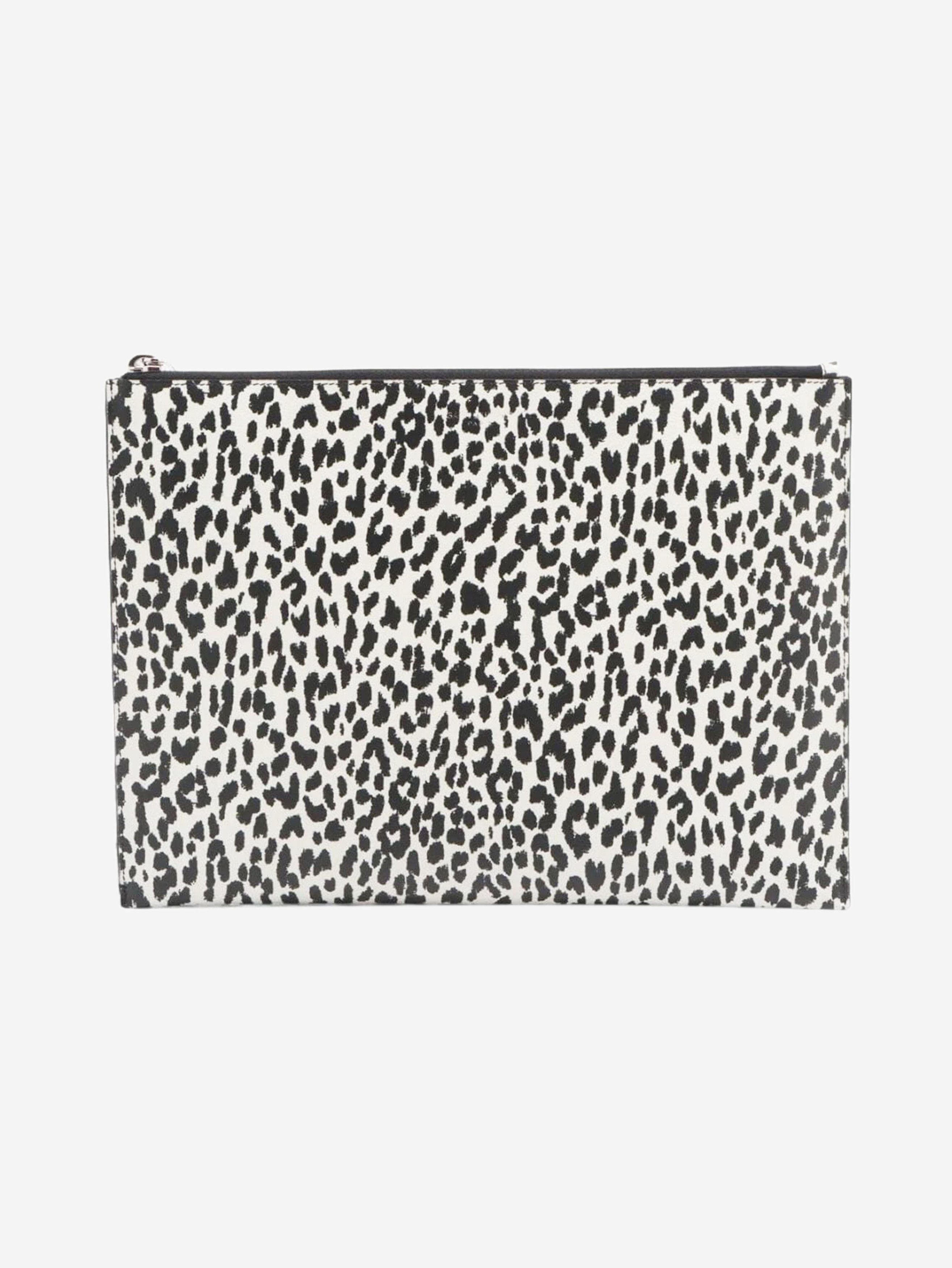 Other White and black leopard print leather clutch Size ONE SIZE - 1 Thumbnail