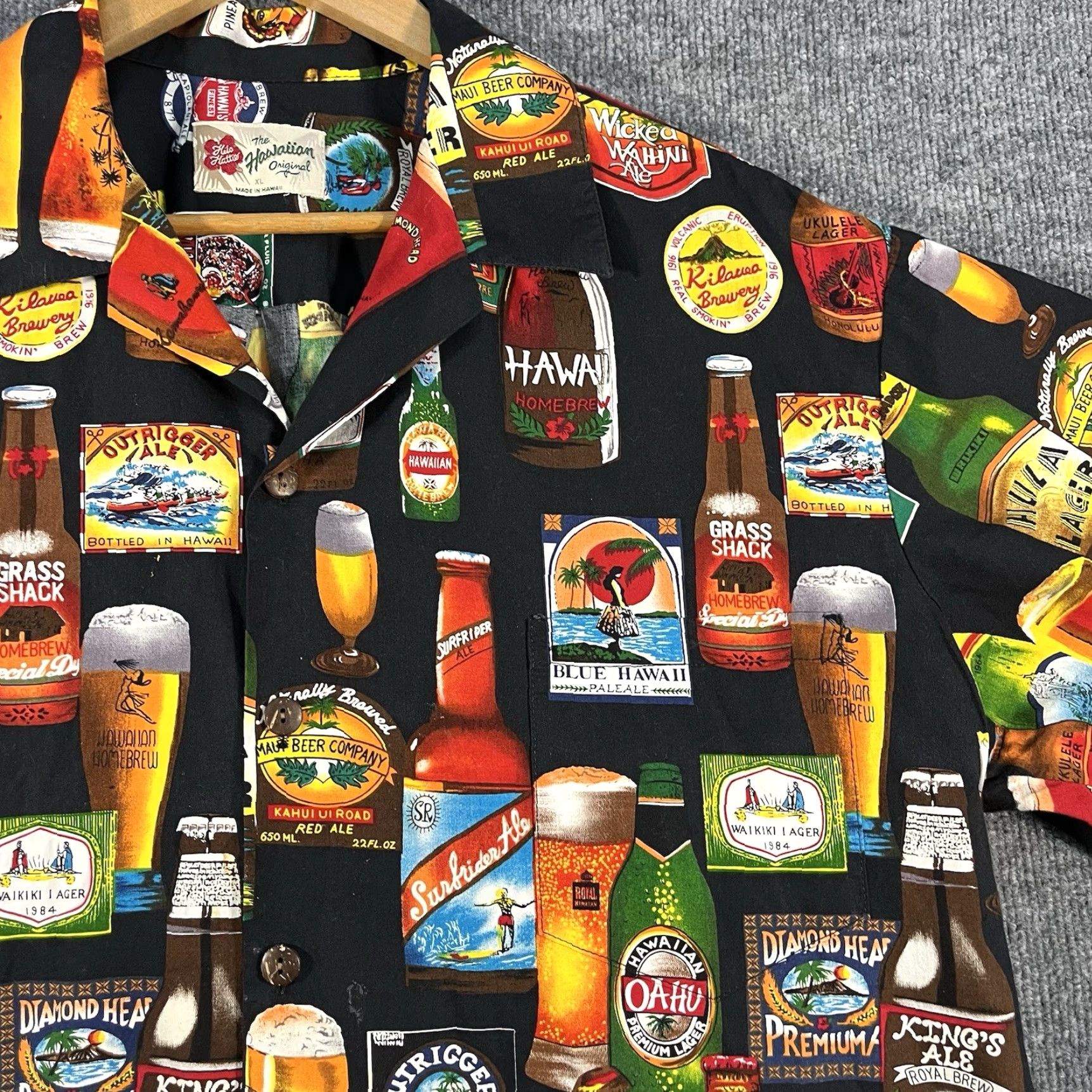 Hilo Hattie VINTAGE Hilo Hattie Shirt Mens XL Blue Hawaiian Camp Button Front Beer Palm Tropical Vtg Size US XL / EU 56 / 4 - 3 Thumbnail