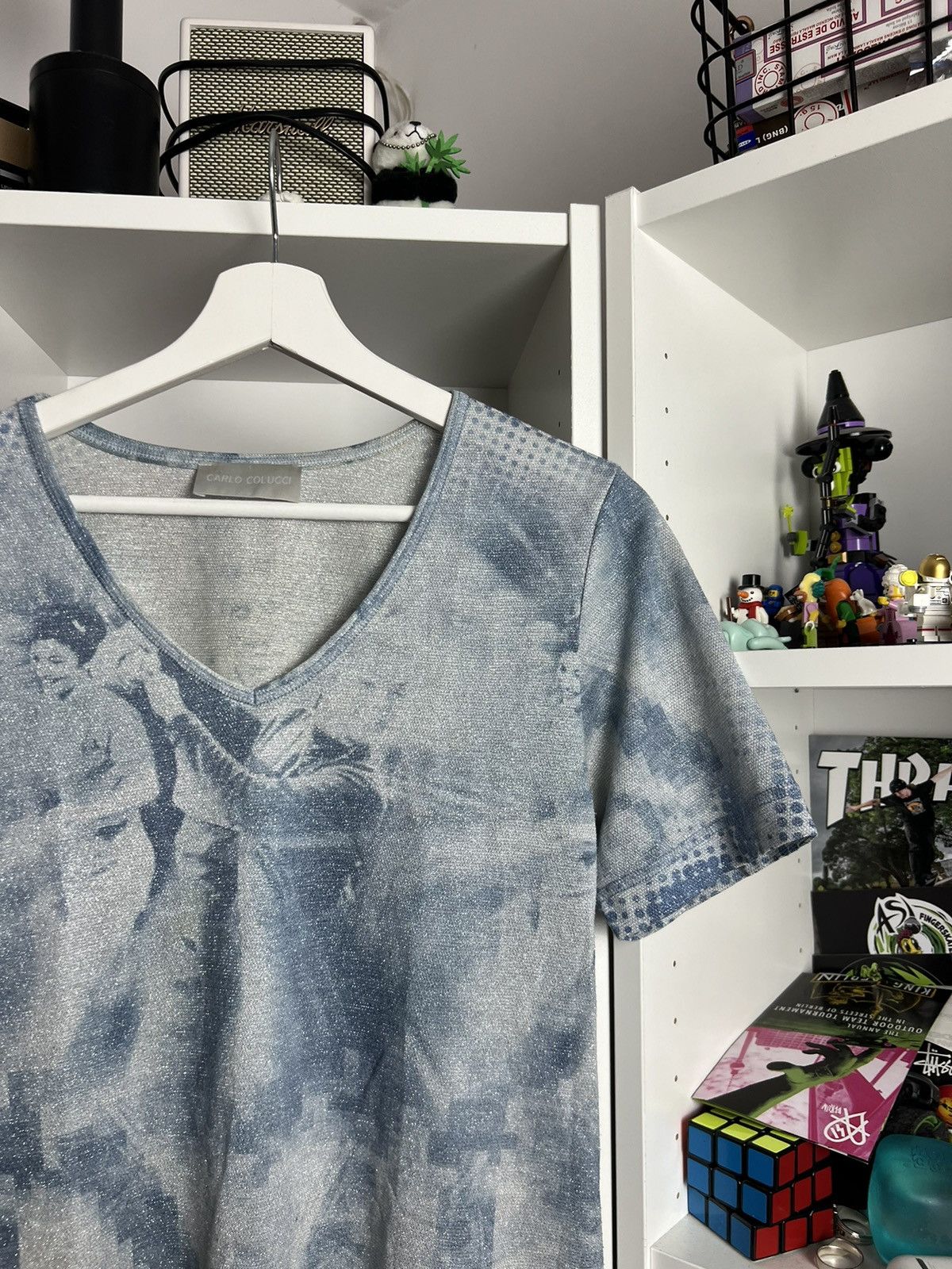 Carlo Colucci × Vintage Vintage y2k Carlo Colucci printed cropped mesh top t-shirt S Size S / US 4 / IT 40 - 4 Thumbnail