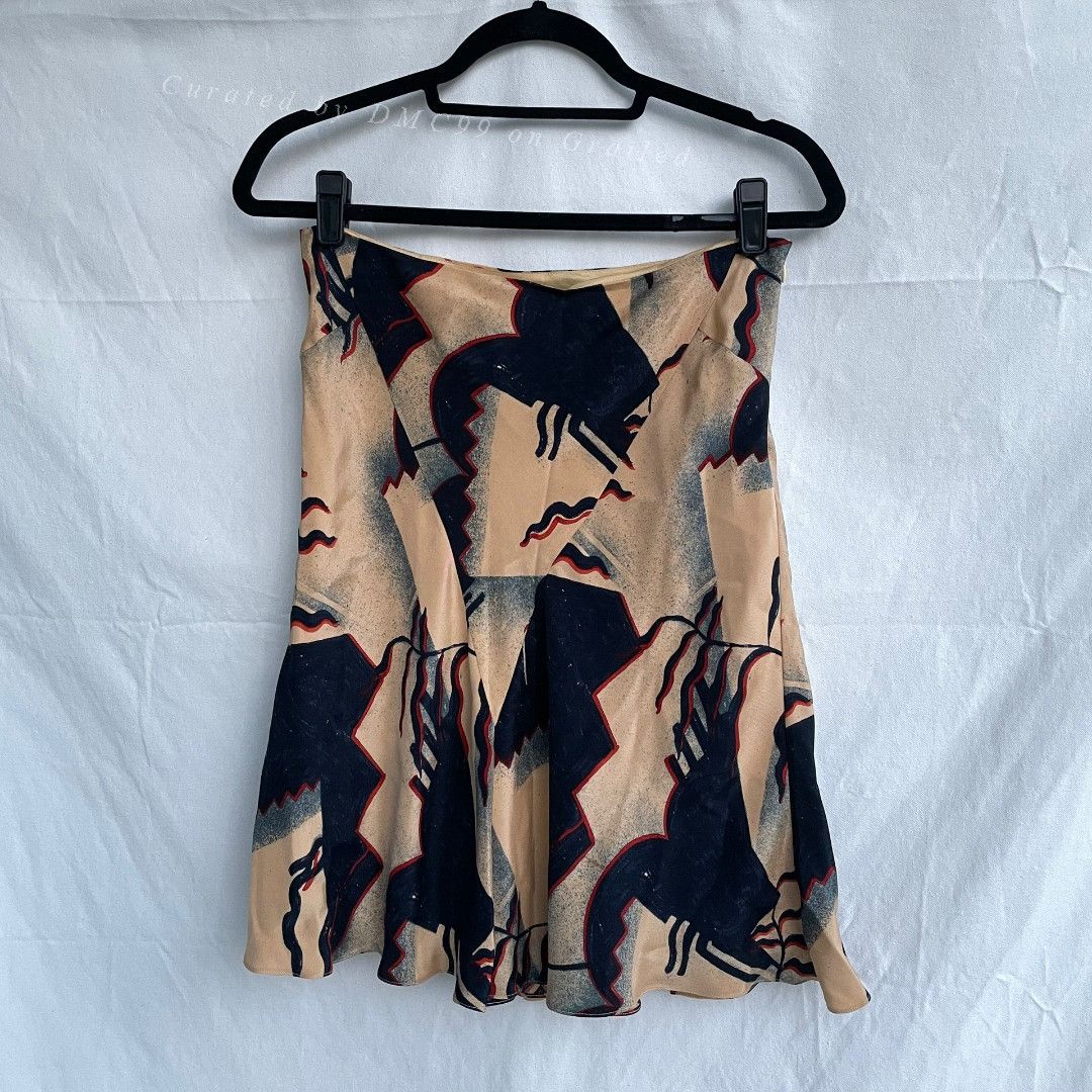 Ralph Lauren Ralph Lauren Vintage Silk Geometric Midi Skirt Size 40" / US 18 - 1 Thumbnail