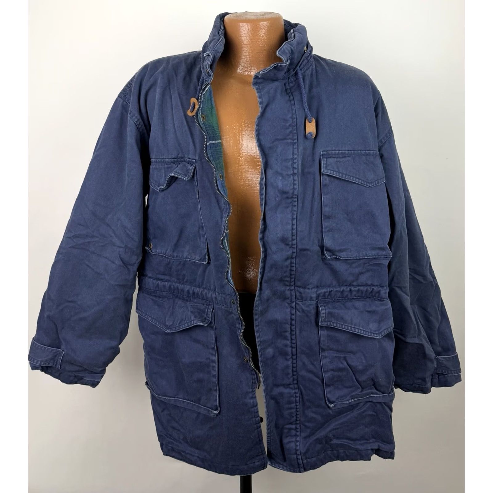 Vintage VINTAGE Benchline Parka Jacket Mens M Navy Plaid Lined Full Zip Hooded Insulated Pockets 90s Retro 80s Casual Size US M / EU 48-50 / 2 - 3 Thumbnail