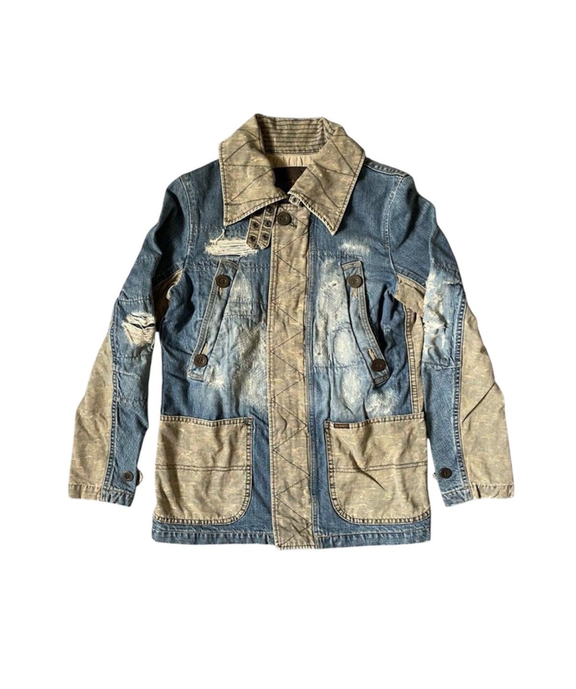 Hysteric Glamour Hysteric Glamour Colour Block Distressed Denim Jacket Size US S / EU 44-46 / 1 - 1 Thumbnail