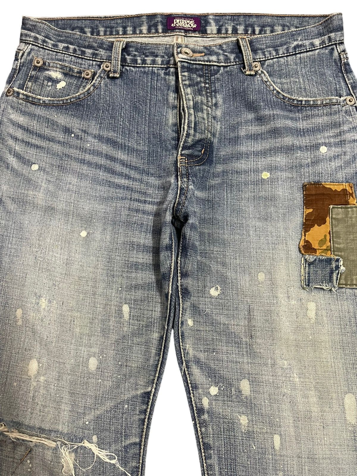 Purple Brand Vintage Japanese Brand Faded Wash Painted Wide Leg Jeans Size US 32 / EU 48 - 3 Thumbnail
