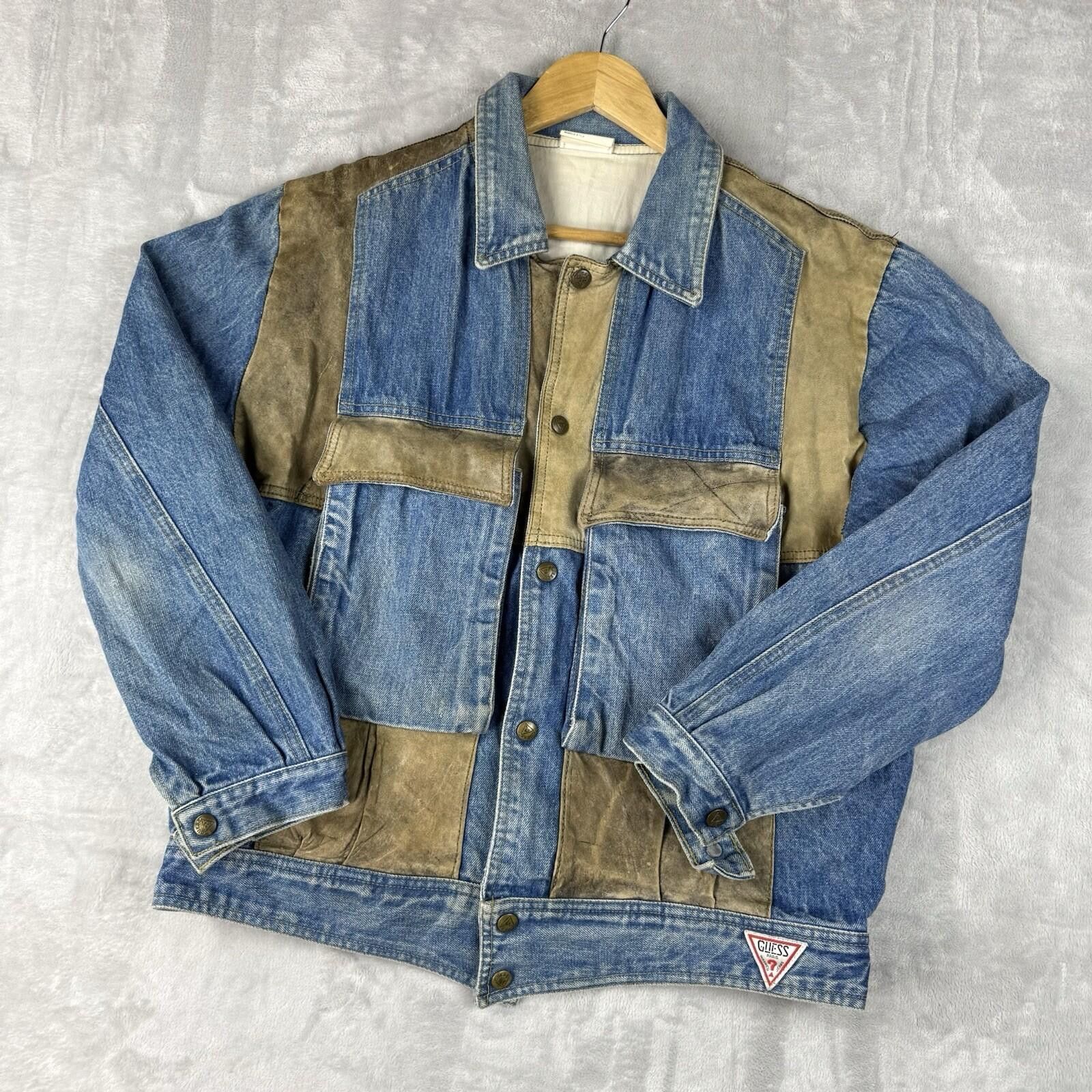 Guess VTG Guess Georges Marciano Denim Jacket Leather Patchwork L Size US L / EU 52-54 / 3 - 1 Thumbnail