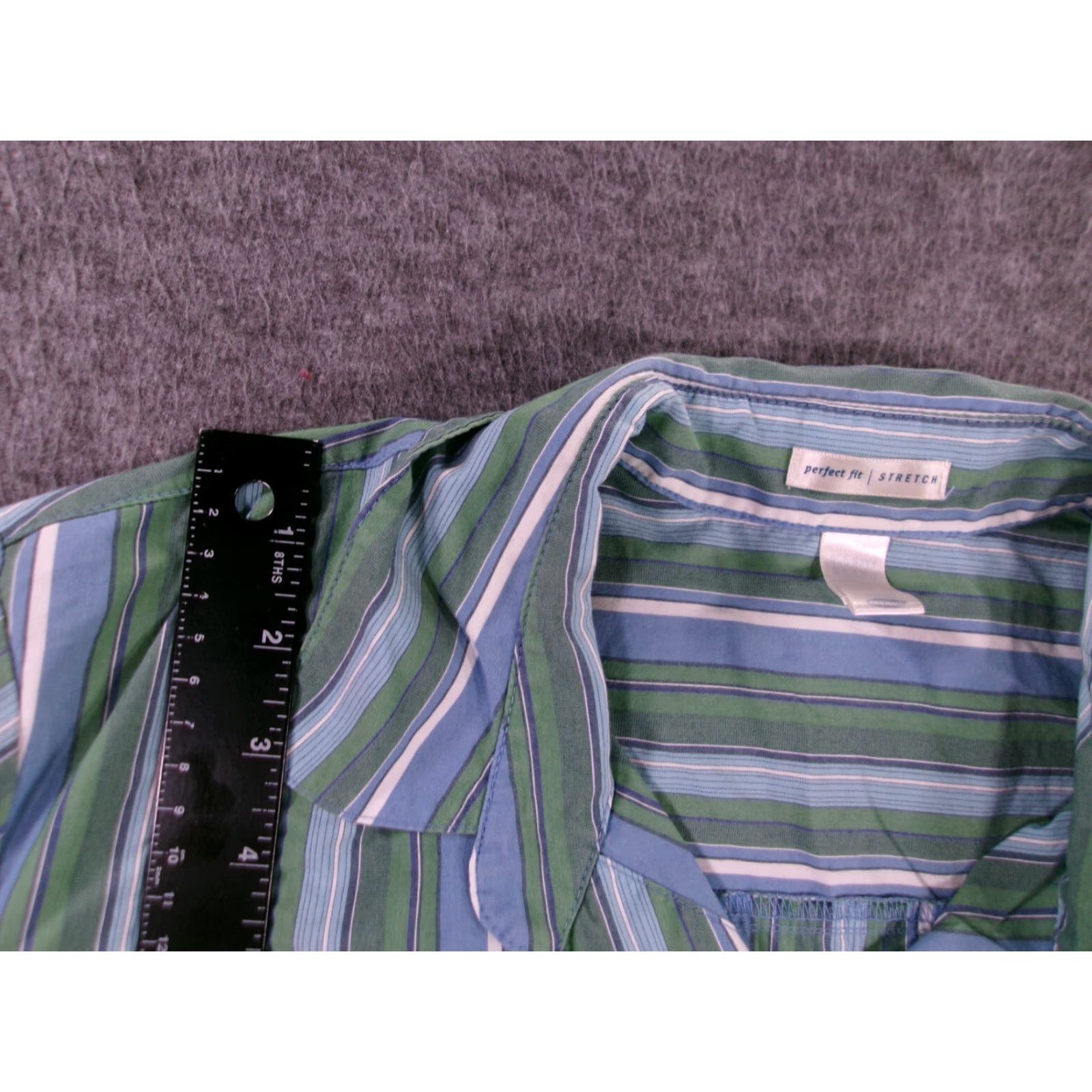 Old Navy OLD NAVY Button-Up Shirt Women XL Green Blue Striped Preppy Y2K Casual Workwear Size XL / US 12-14 / IT 48-50 - 4 Thumbnail