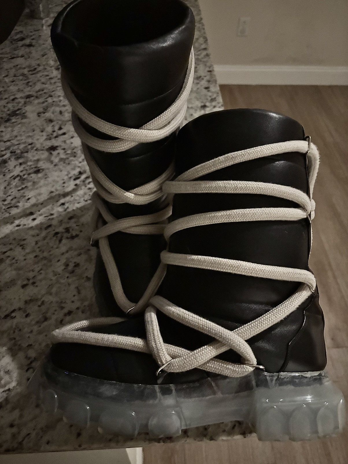 archive rick owens ヒールブーツ　leather black archive rick owens ヒールブーツleather black
