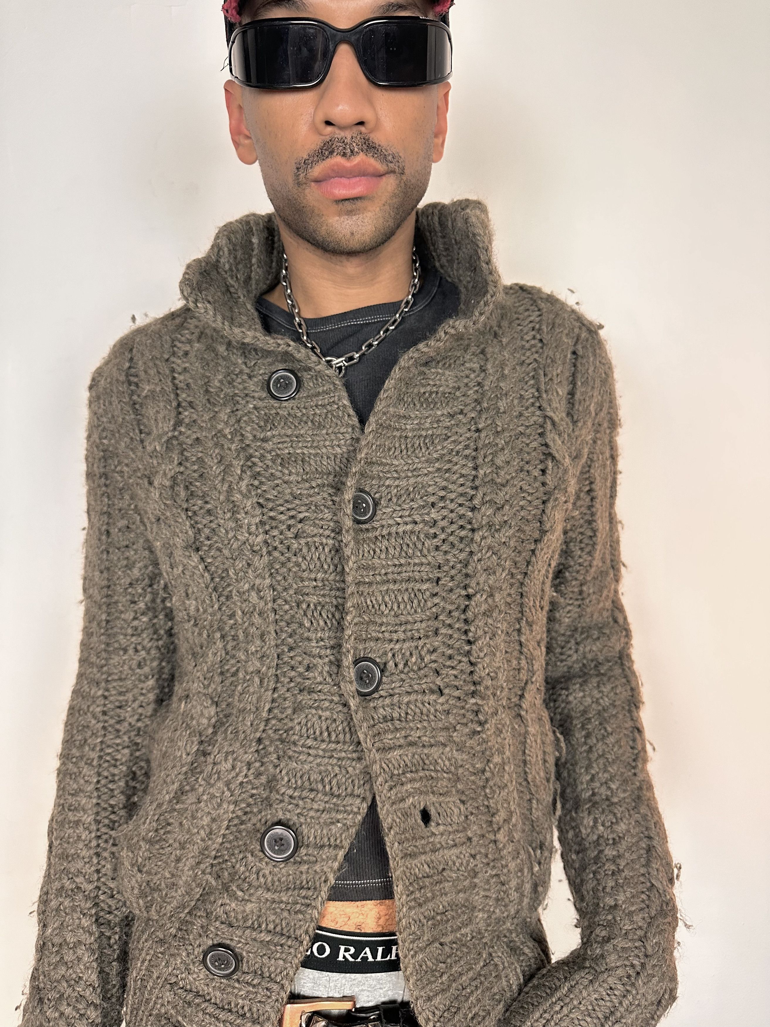 Abercrombie & Fitch Vintage Abercrombie & Fitch Gray Cable knit cardigan Medium Size US M / EU 48-50 / 2 - 5 Thumbnail
