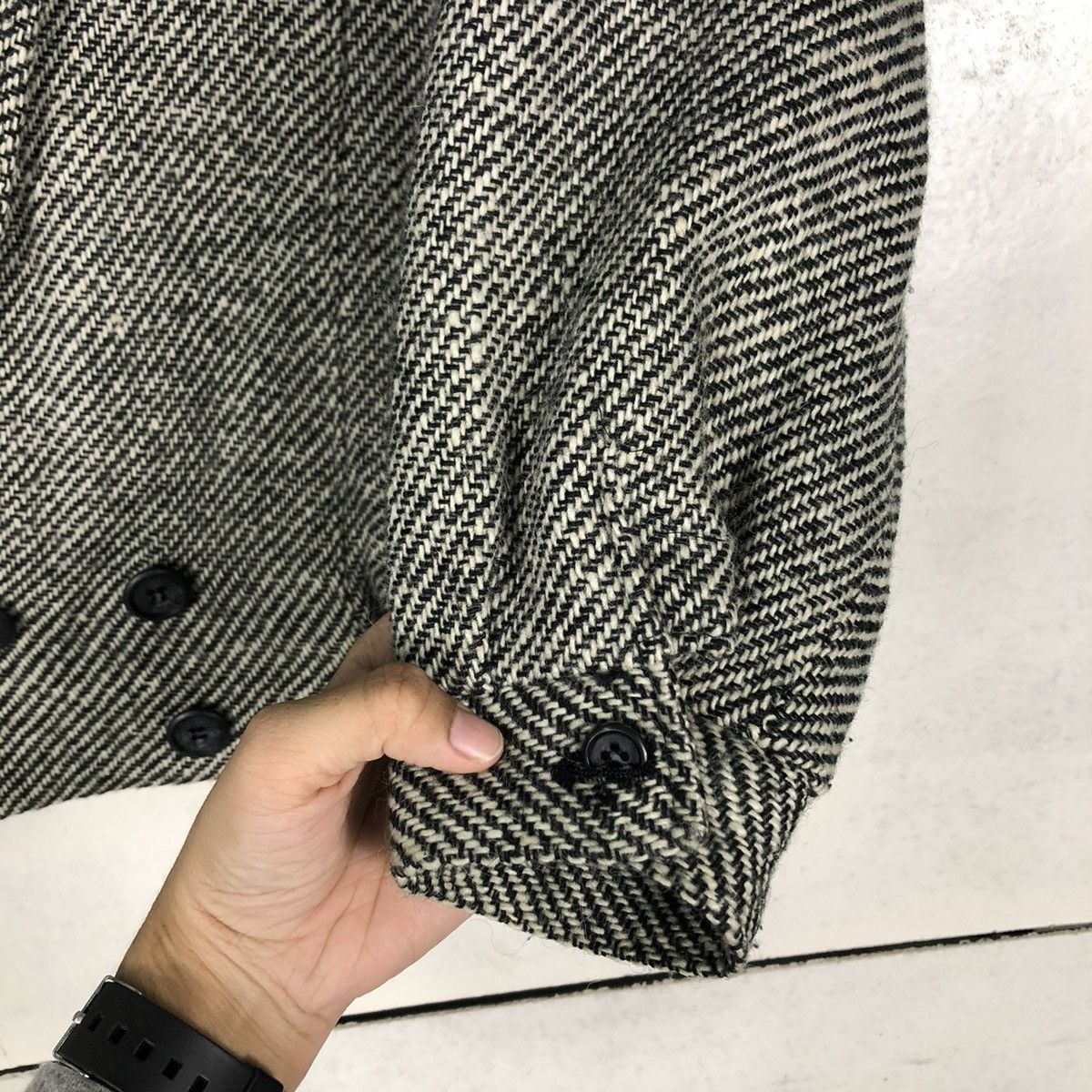 Japanese Brand 🔥VINTAGE BIKER JACKET WOOL BUCKLE HERRINGBONE ISSEY MIYAKE Size US M / EU 48-50 / 2 - 15 Thumbnail