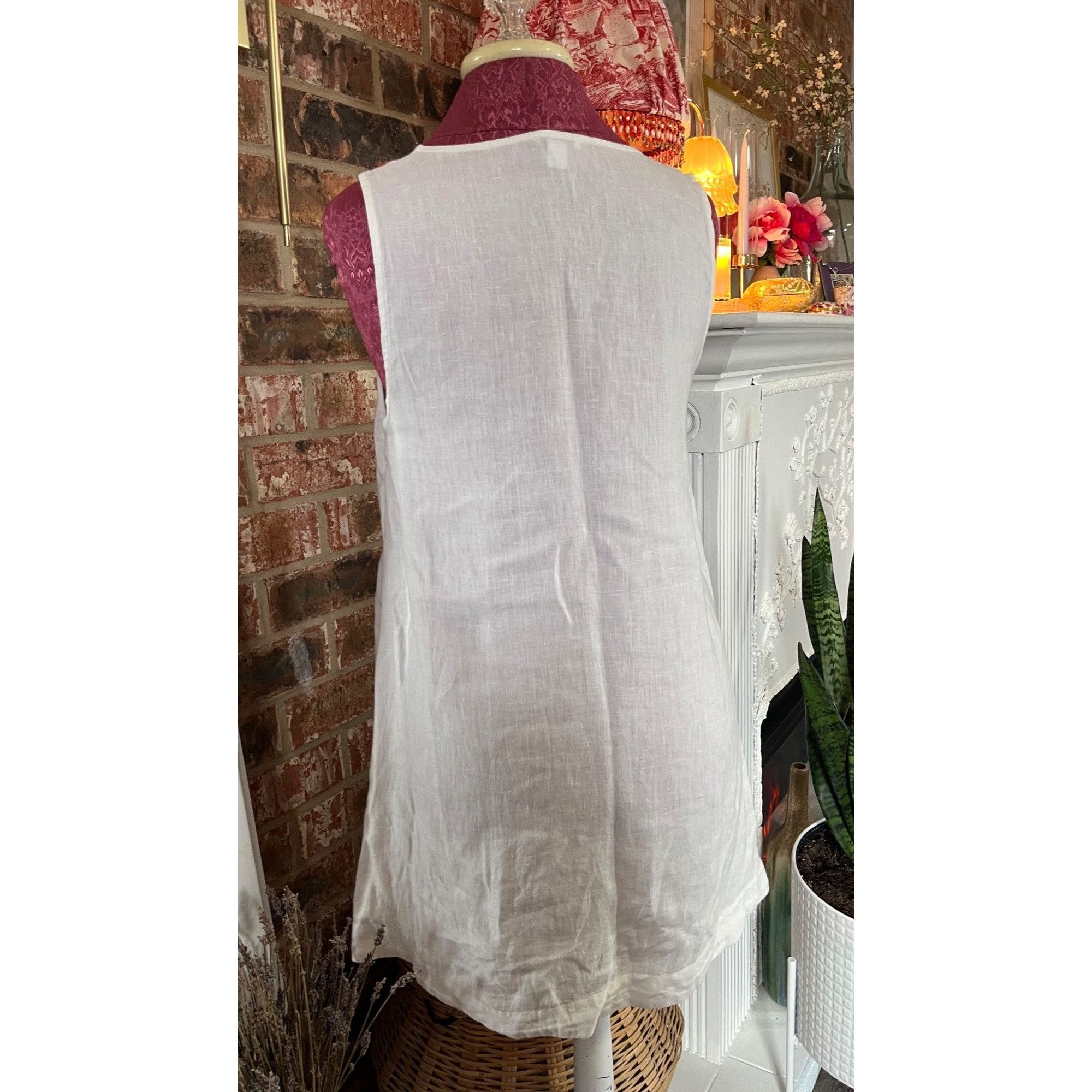 Saks Fifth Avenue Saks Fifth Avenue White Linen High-Low Tank Top Womens XL Size XL / US 12-14 / IT 48-50 - 6 Thumbnail