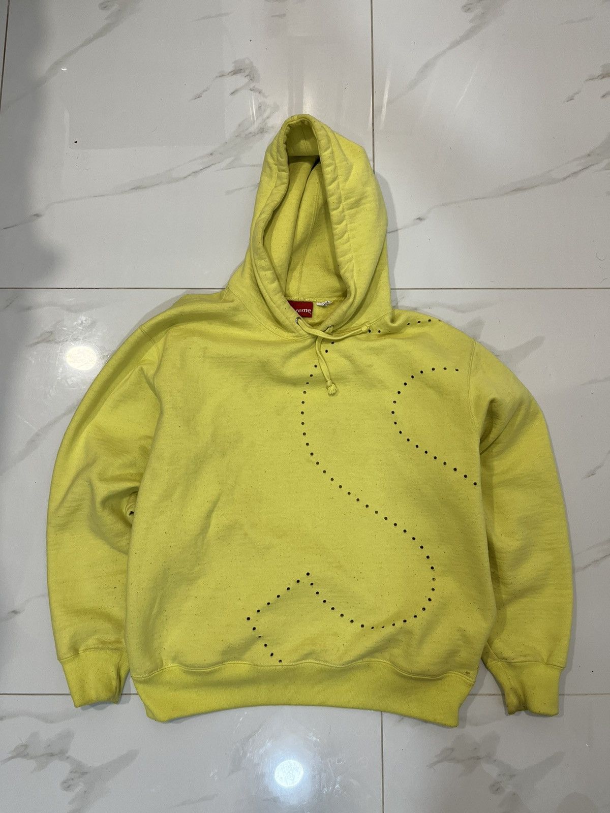 Supreme Supreme Laser Cut S logo hoodie yellow green salad hype rare |  Grailed