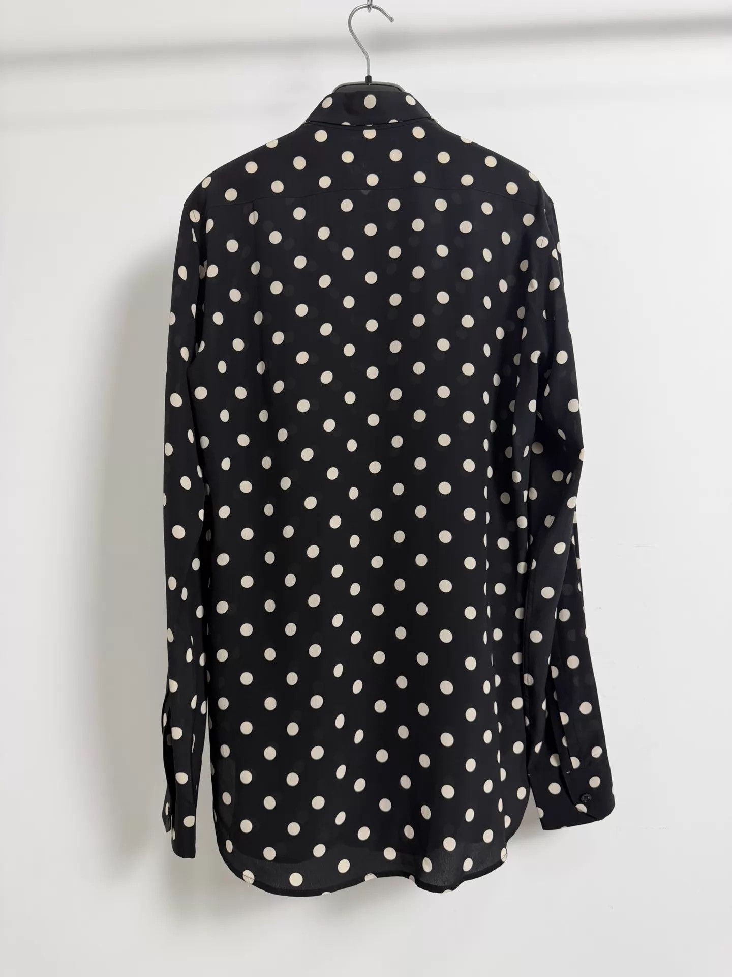 Saint Laurent Paris SLP 15fw Hedi era silk black white polka dot shirt 39 M Size US M / EU 48-50 / 2 - 2 Thumbnail