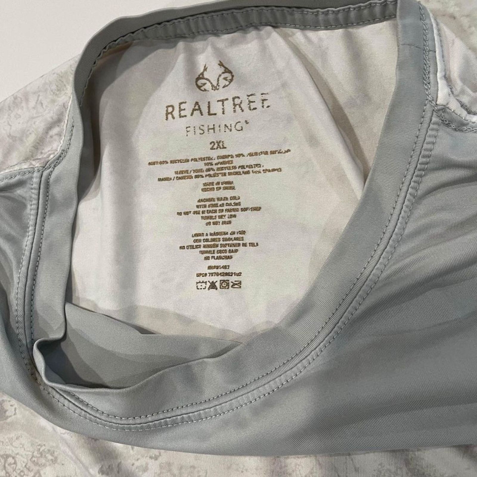 Realtree Realtree Wav3 Men's White Gray Performance Fishing Tee 2XL Size US XXL / EU 58 / 5 - 5 Thumbnail
