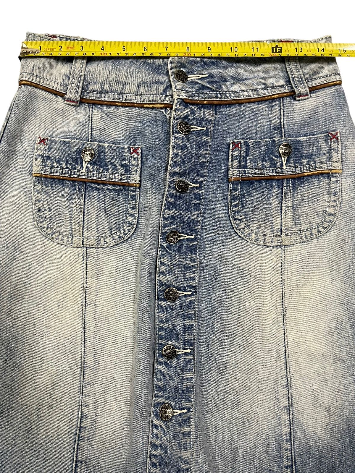 Vivienne Westwood Vintage Japanese Full Button Blue Wash Style Denim Skirt Size 28" / US 6 / IT 42 - 9 Thumbnail