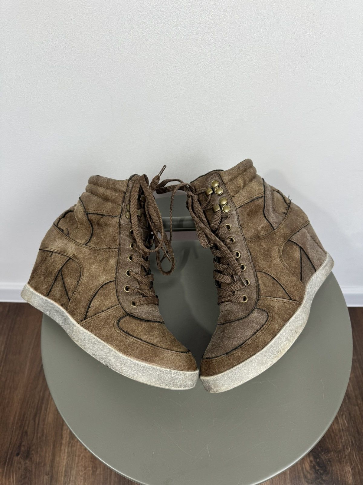 Other Suede High Top Wedge Sneakers Hidden Heel Shoes Women 41 Size US 9.5 / IT 39.5 - 1 Thumbnail