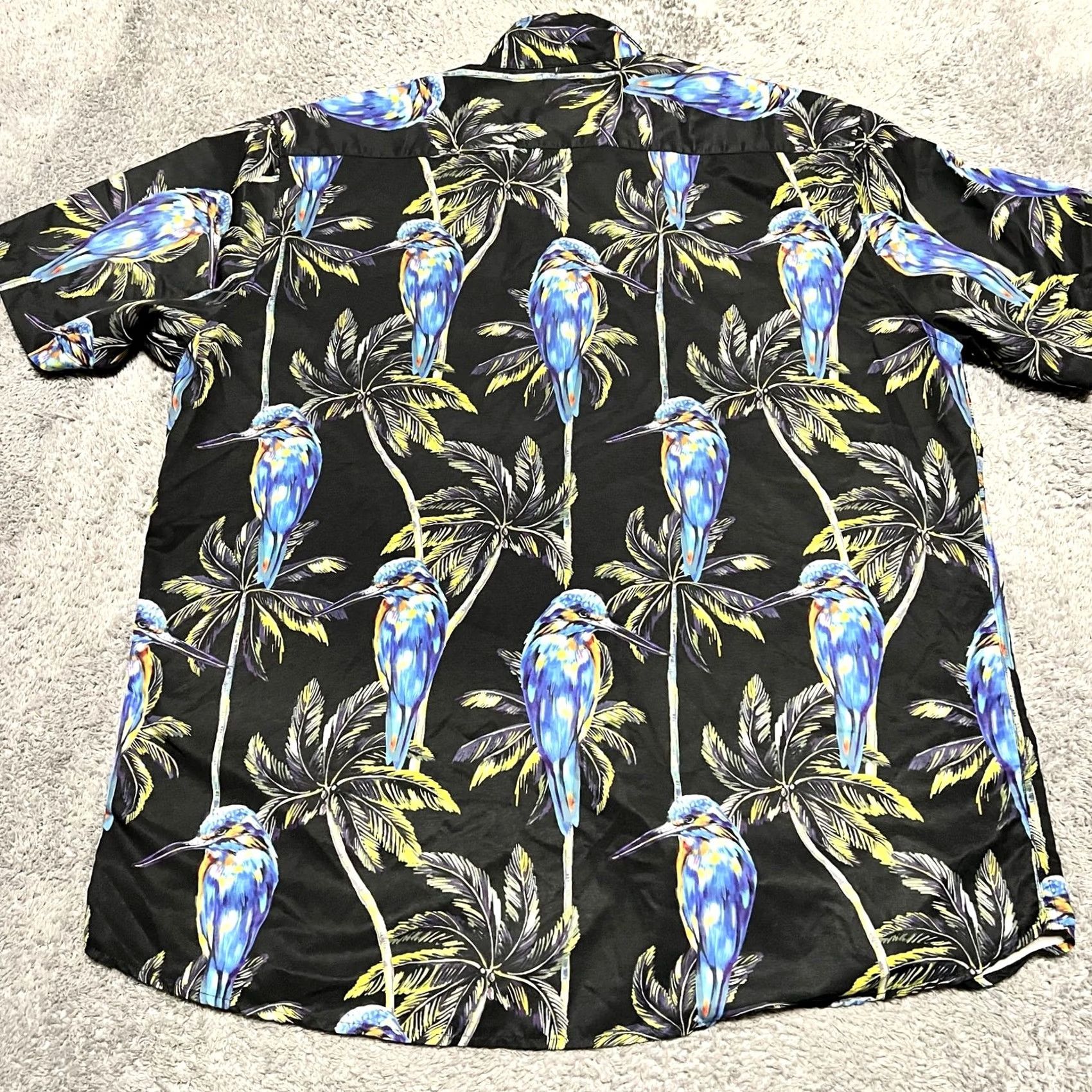Twisted X Twisted Toucan Shirt Mens 3XL Hawaiian Floral Birds Button Short Sleeve Shirt Black 3XL Mens Big & Tall Size US XXL / EU 58 / 5 - 3 Thumbnail