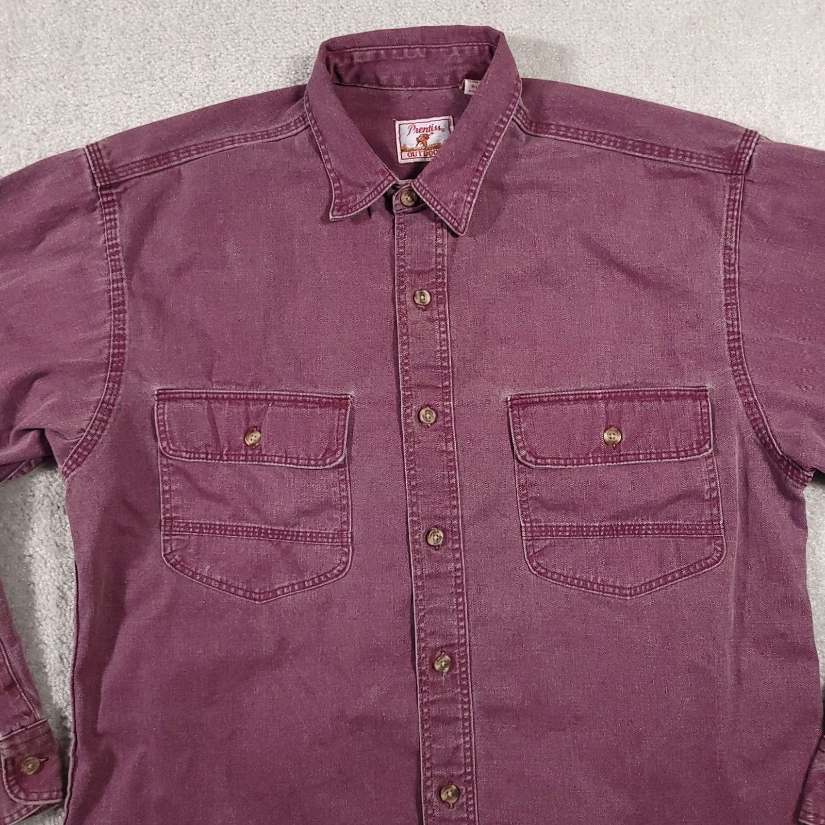 Denime VINTAGE Prentiss Outdoors Button Up Long Sleeve Shirt Mens Medium Red Denim USA Made Size US M / EU 48-50 / 2 - 3 Thumbnail