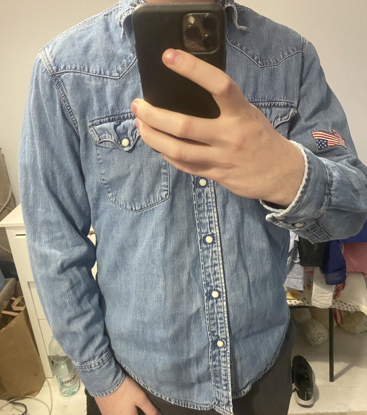 Levi's × Levi's Vintage Clothing × Vintage Levis vintage distreesed shirt with pearl pins 1997 Size US L / EU 52-54 / 3 - 7 Thumbnail