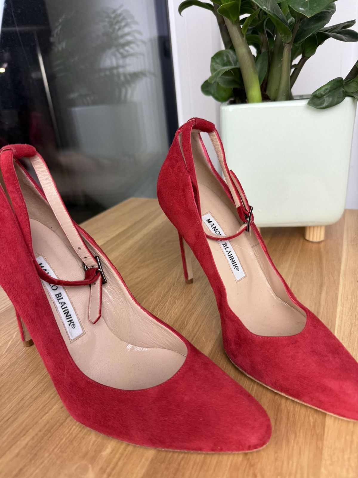 Manolo Blahnik Manolo Blahnik BB Pumps Heels Red Suede 36.5 Size US 6.5 / IT 36.5 - 5 Thumbnail