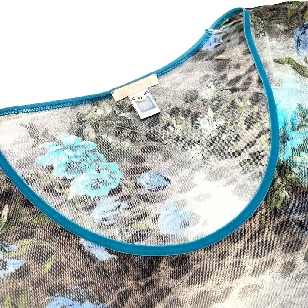 Roberto Cavalli Roberto Cavalli mesh top, blue floral brown leopard print Size XL / US 12-14 / IT 48-50 - 5 Thumbnail