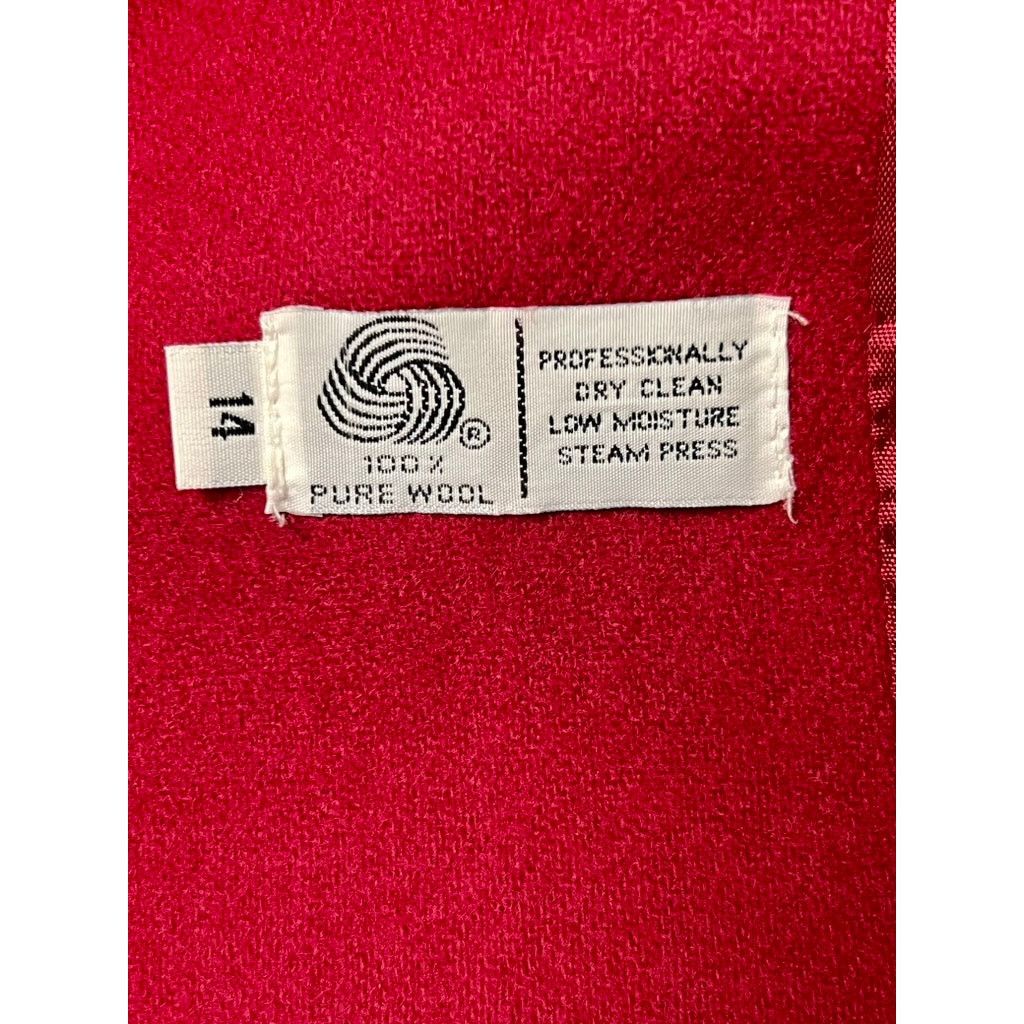 Vintage Red Wool Chesterfield Coat w Scarf-JG Hook-Sz 14-Long-Winter Size XL / US 12-14 / IT 48-50 - 6 Thumbnail