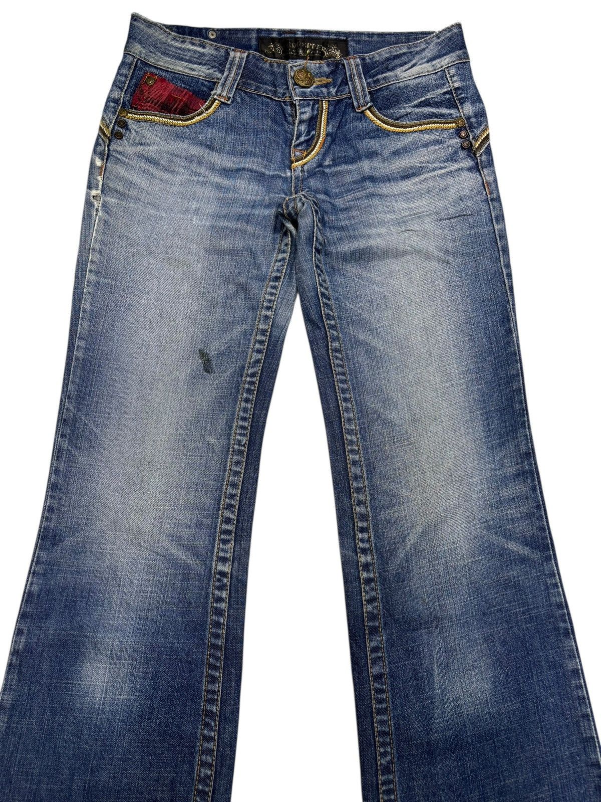 Hysteric Glamour × Undercover 💥RED PEPPER LOW RISE FLARE JEANS DISTRESSED DENIM Size US 30 / EU 46 - 7 Thumbnail