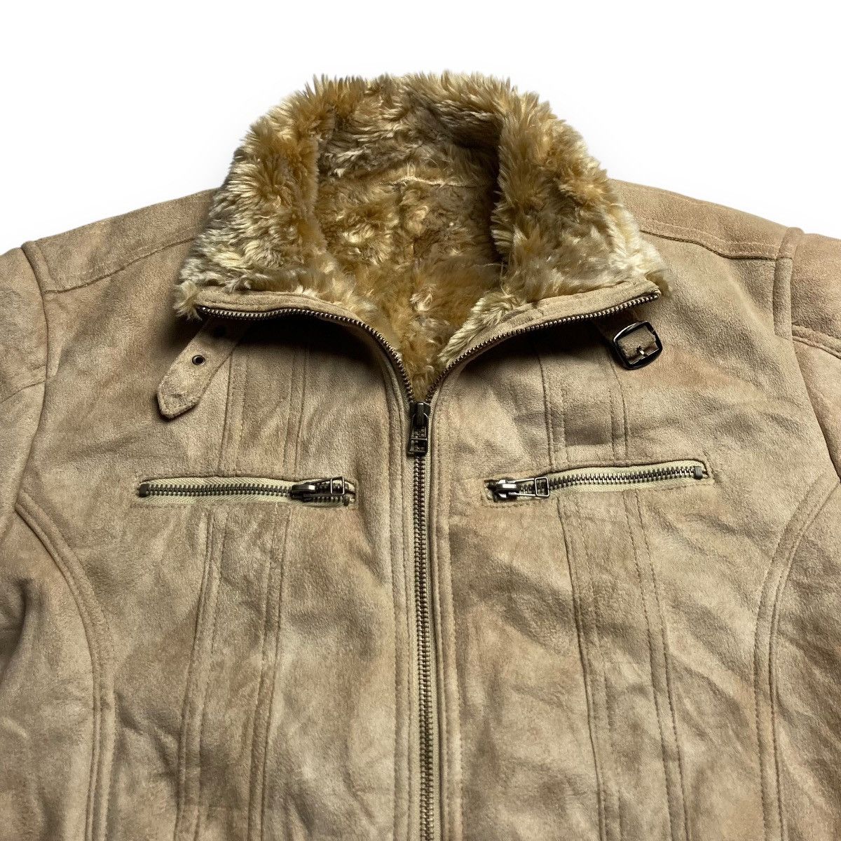 Le Grande Bleu (L.G.B.) 🇯🇵 MALE & CO SUEDE LEATHER LINED FAUX FUR JACKET Size US XL / EU 56 / 4 - 7 Thumbnail