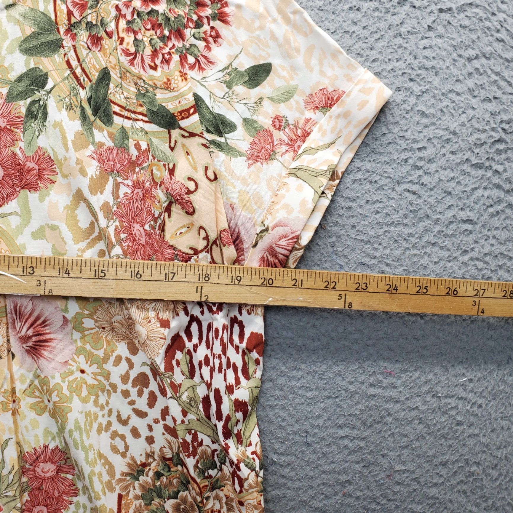 Soft Surroundings Soft Surroundings Blouse Womens Size PL Multicolor Floral Short Sleeve Pullover Linen? Rayon Size L / US 10 / IT 46 - 4 Thumbnail