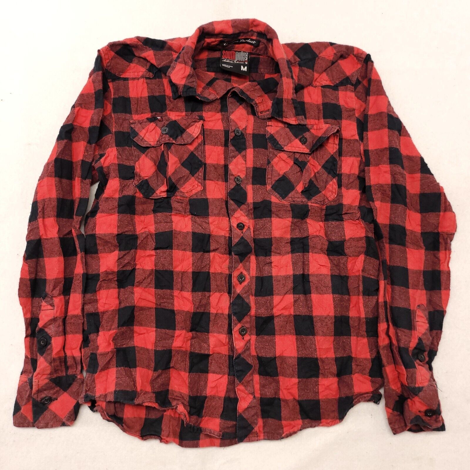 Southpole SouthPole Buffalo Check Flannel Shirt Mens Size Medium M Red Size US M / EU 48-50 / 2 - 2 Thumbnail