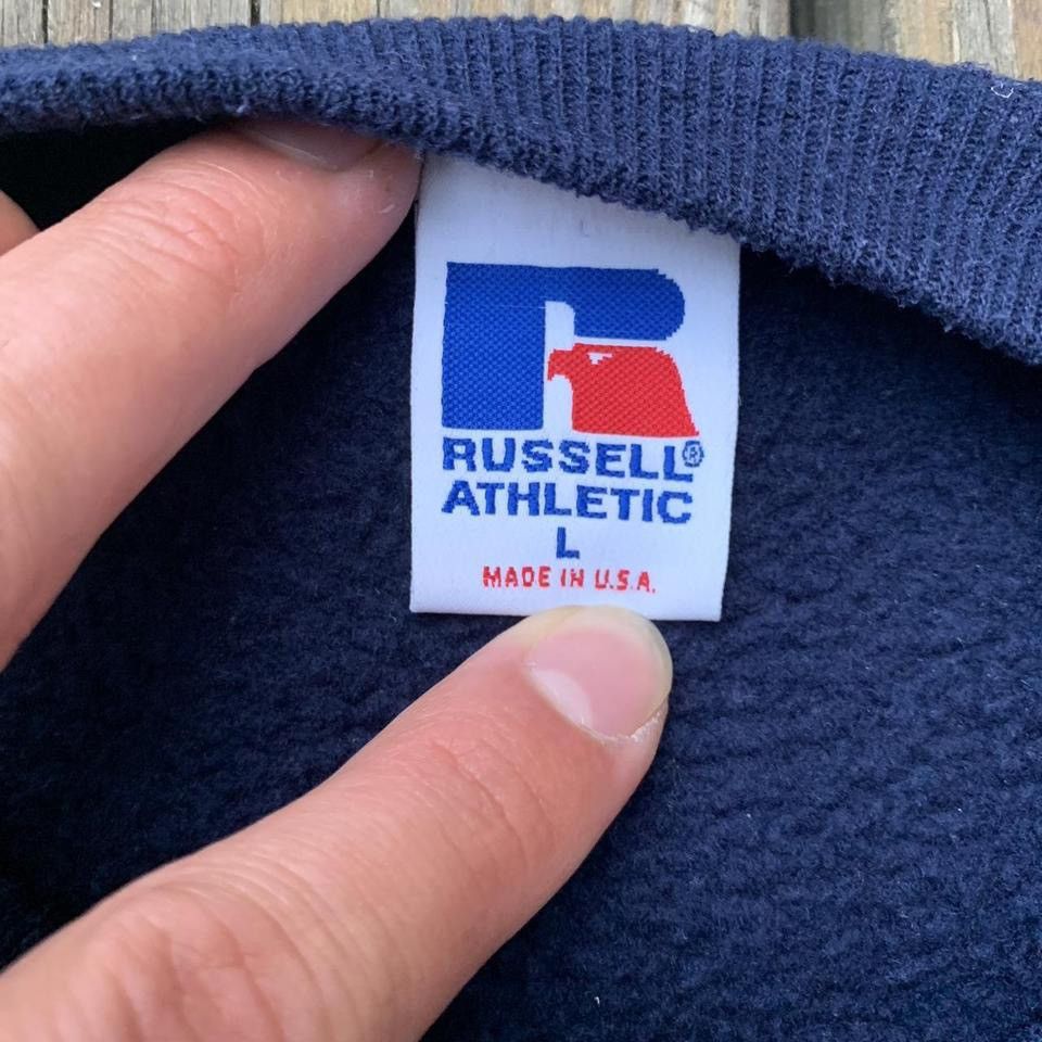 Russell Athletic × Vintage Vintage 80's Navy Blue Russel Athletic Sweatshirt Size US L / EU 52-54 / 3 - 4 Thumbnail