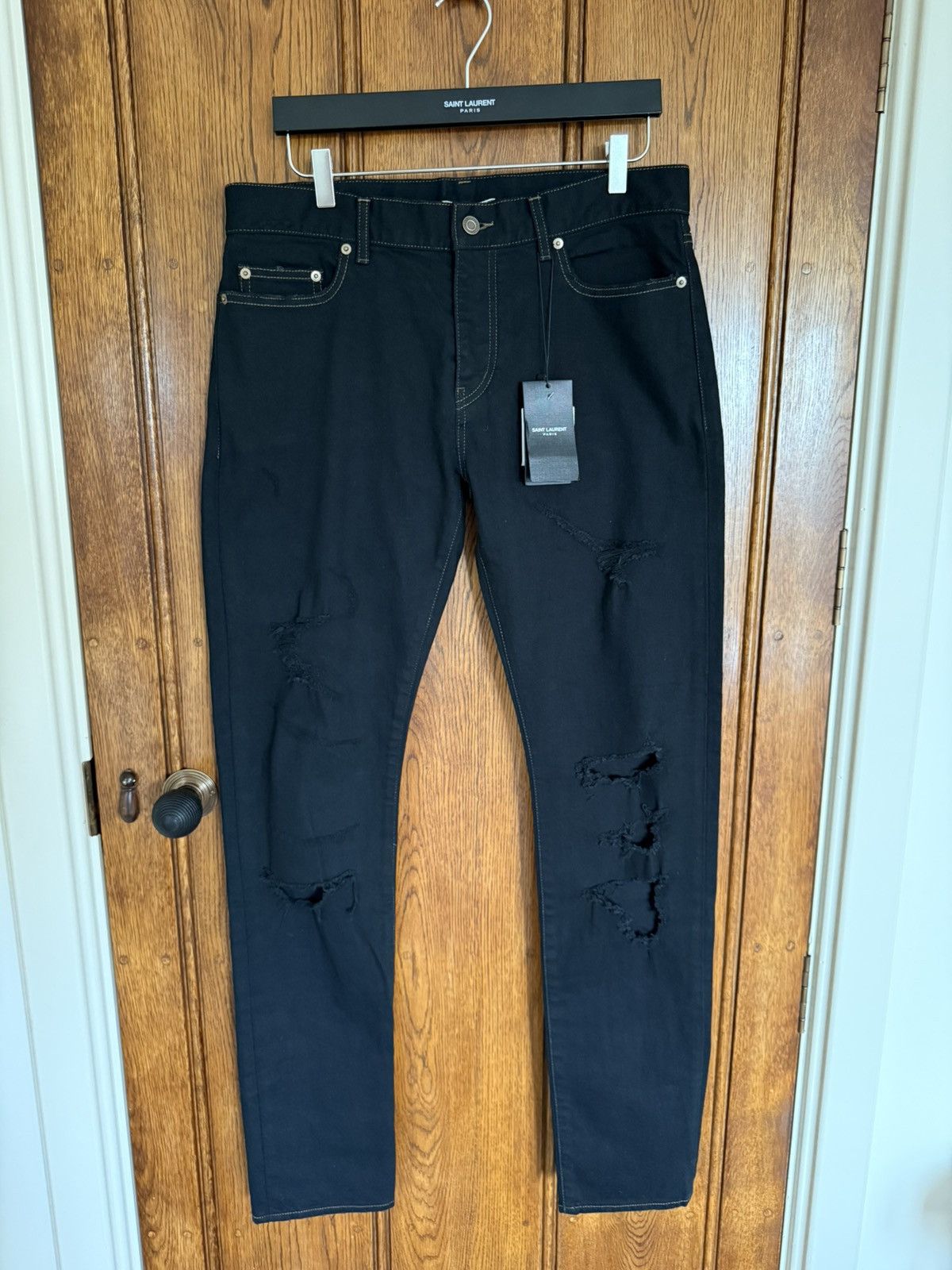 Saint Laurent Paris SS16 Saint Laurent surf sound crash trash black ripped jeans Size US 32 / EU 48 - 1 Thumbnail