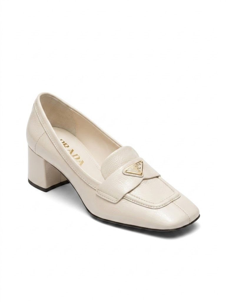 Prada o1B3y1r0426 Triangle Logo Loafers in Ivory Size US 8 / IT 38 - 1 Preview
