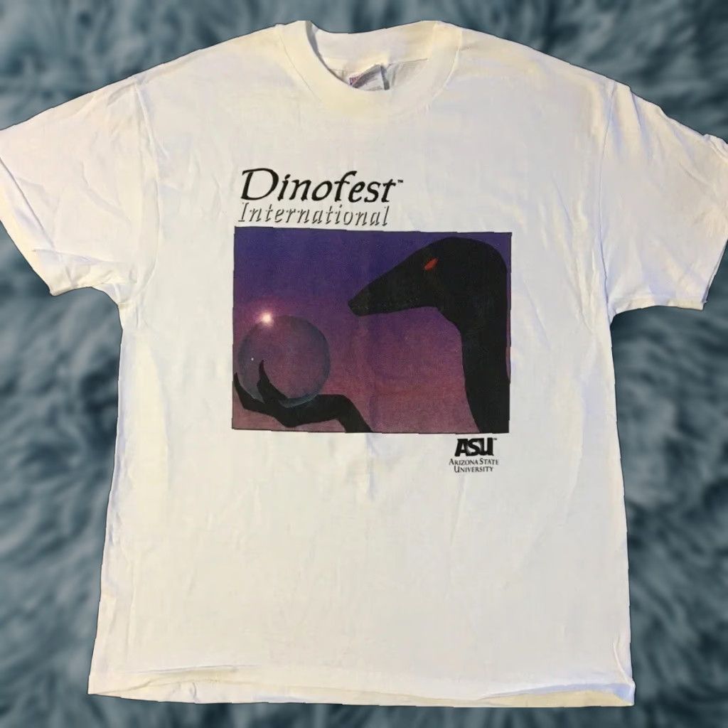 Vintage VINTAGE ASU Shirt Mens L White 90s Dinofest Dinosaurs Grunge Reptile Sun Devils Football University USA 80s 90s Size US L / EU 52-54 / 3 - 1 Thumbnail
